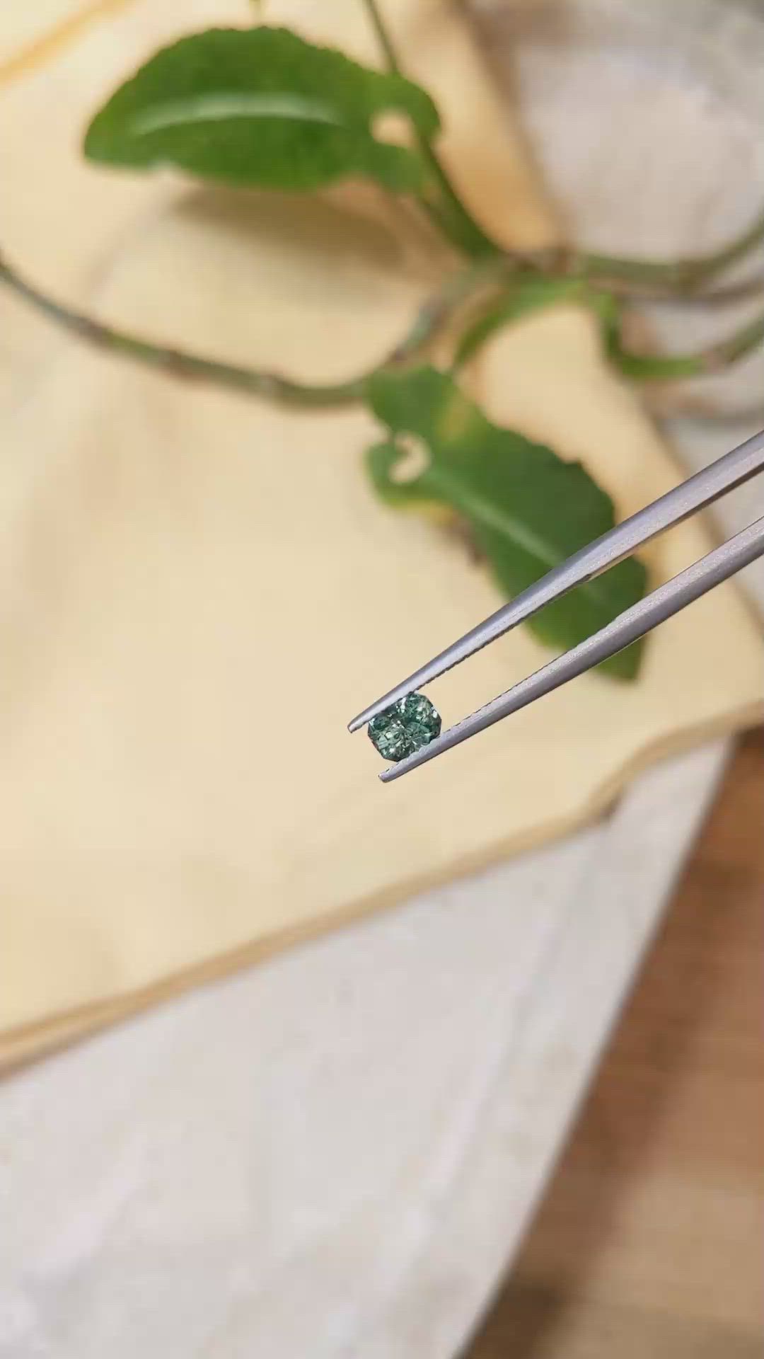 0.51 Ct. Bluish Green Sapphire from Montana Size Video