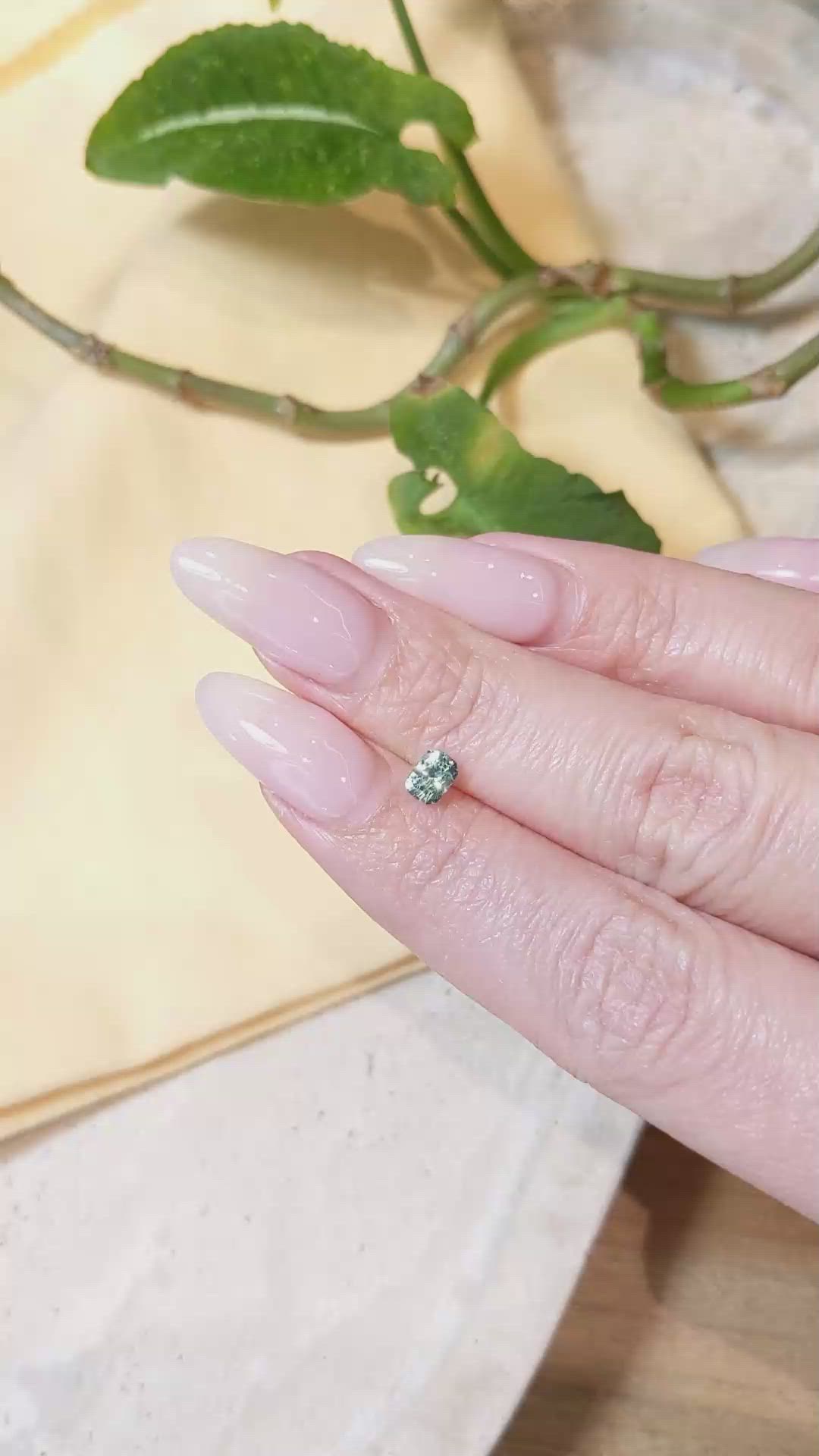 0.51 Ct. Bluish Green Sapphire from Montana Size Video