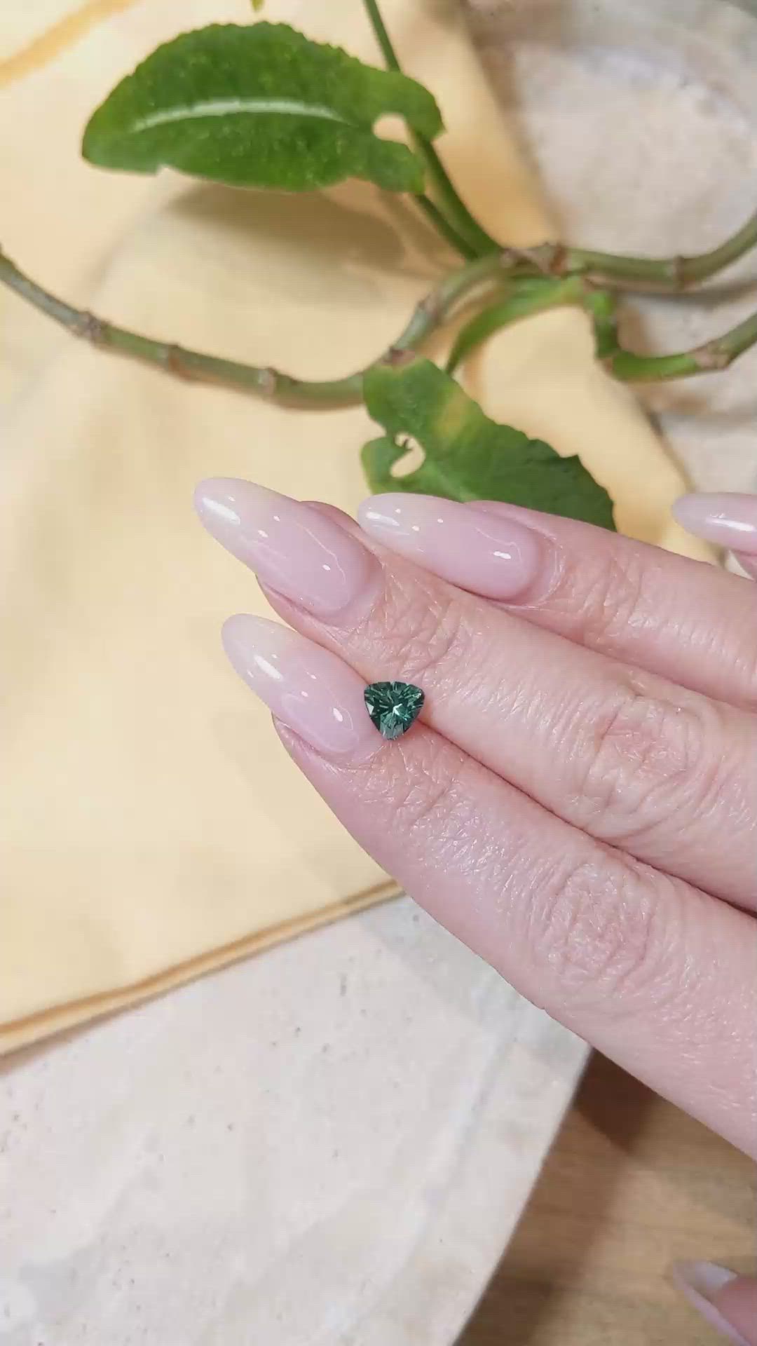 0.94 Ct. Bluish Green Sapphire from Montana Size Video