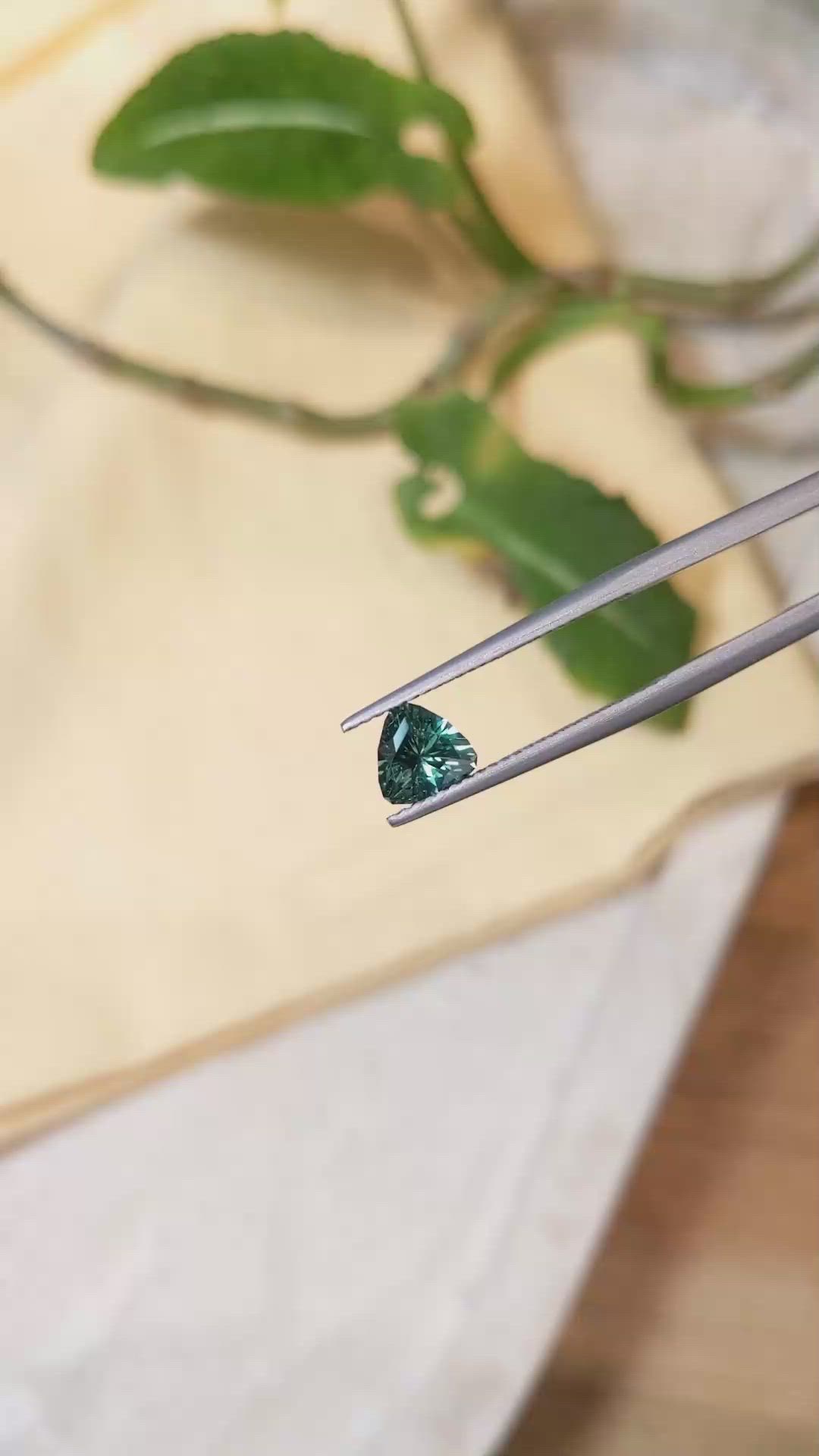 0.94 Ct. Bluish Green Sapphire from Montana Size Video