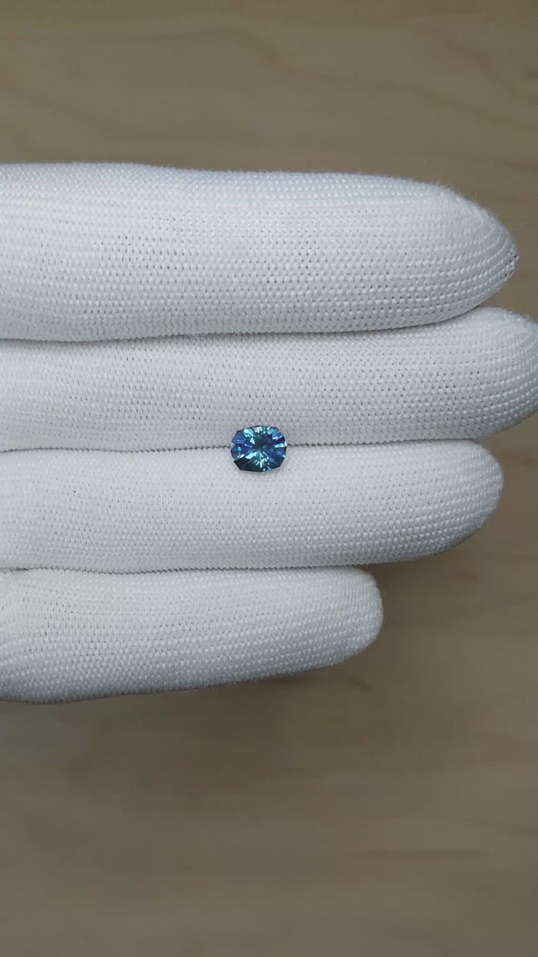 1.69 Ct. Greenish Blue Sapphire from Montana Size Video