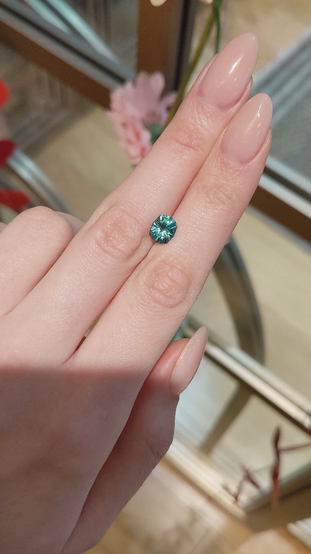 1.83 Ct. Bluish Green Sapphire from Montana Size Video