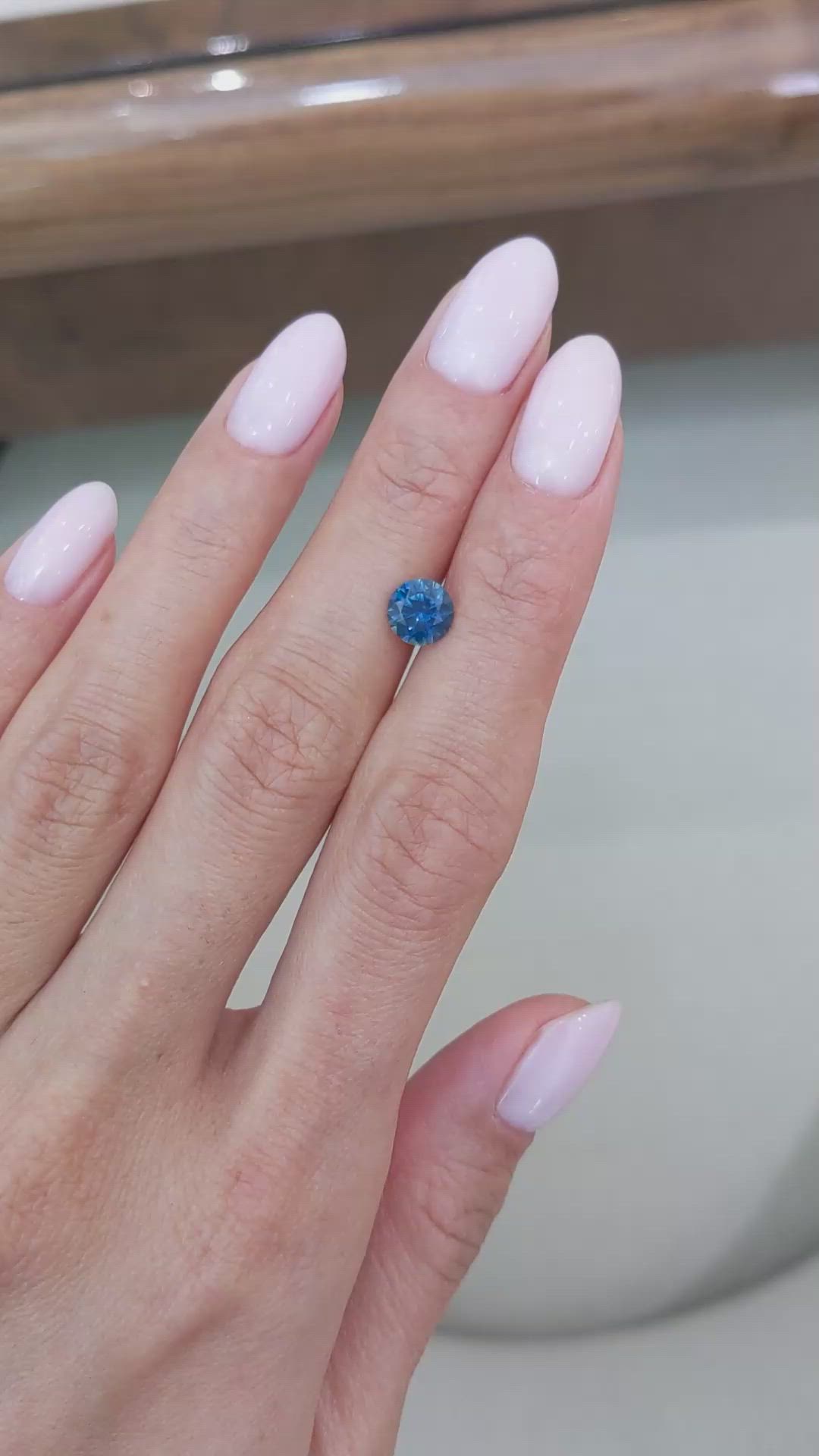 1.34 Ct. Greenish Blue Sapphire from Montana Size Video