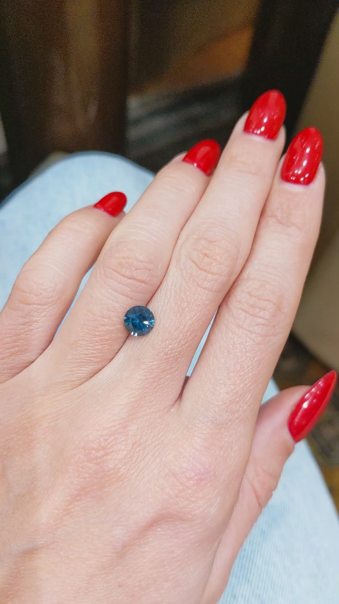 1.34 Ct. Greenish Blue Sapphire from Montana Size Video