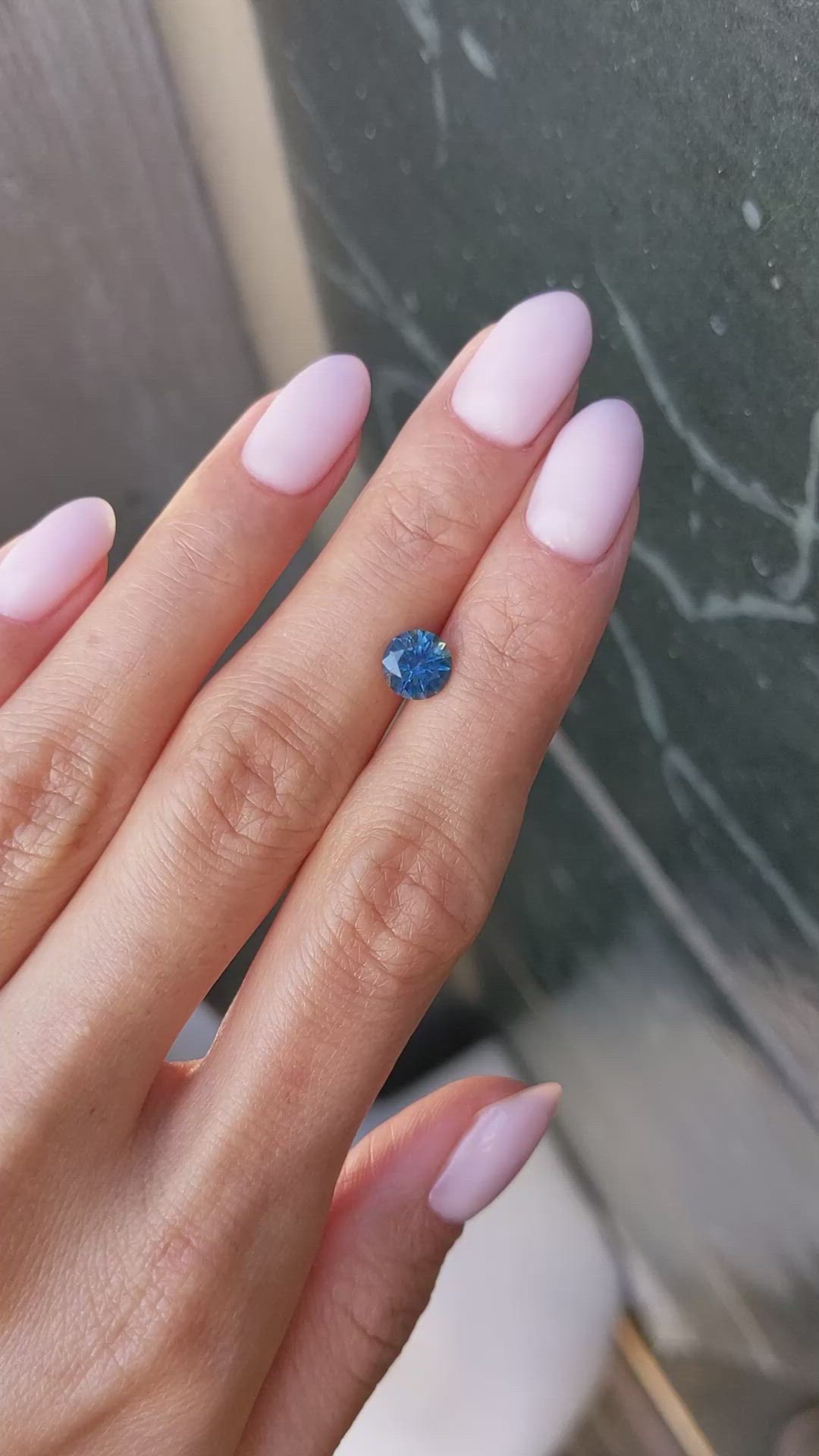 1.34 Ct. Greenish Blue Sapphire from Montana Size Video