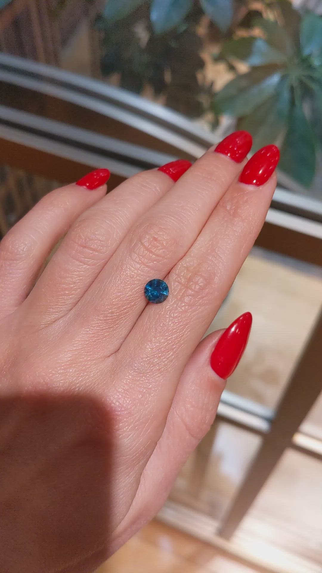 1.34 Ct. Greenish Blue Sapphire from Montana Size Video