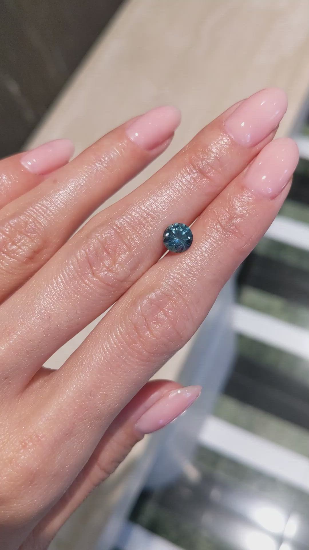 1.37 Ct. Bluish Green Sapphire from Montana Size Video