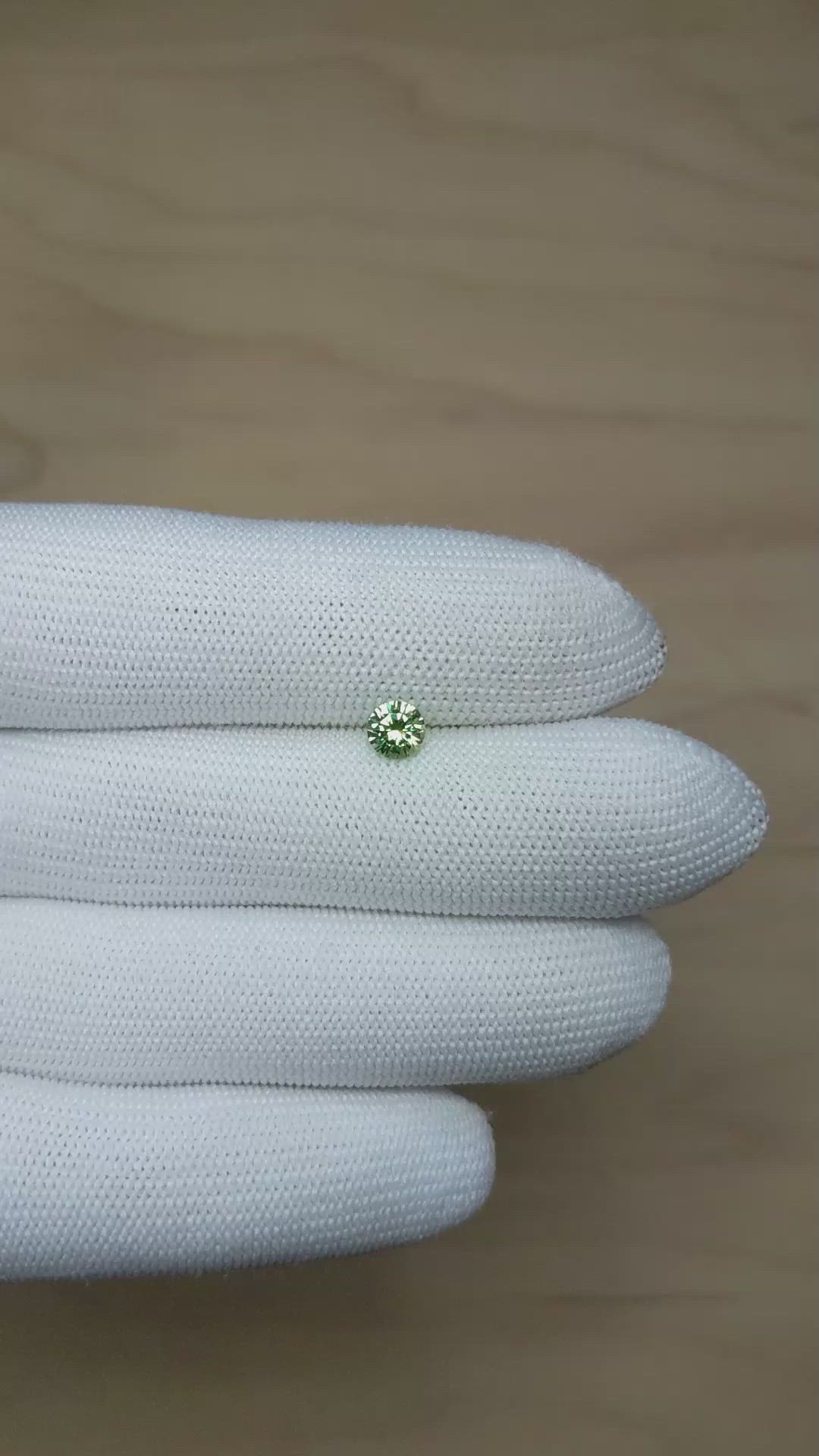 0.77 Ct. Yellowish Green Sapphire from Montana Size Video