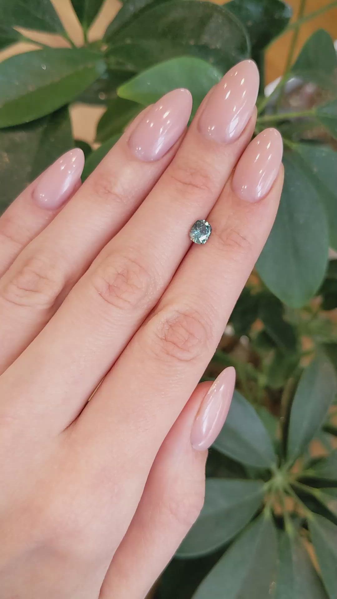 0.89 Ct. Bluish Green Sapphire from Montana Size Video