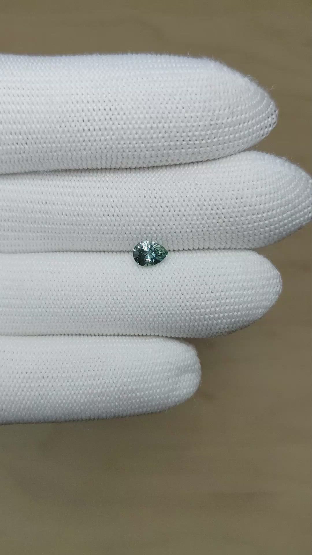 0.78 Ct. Greenish Blue Sapphire from Montana Size Video