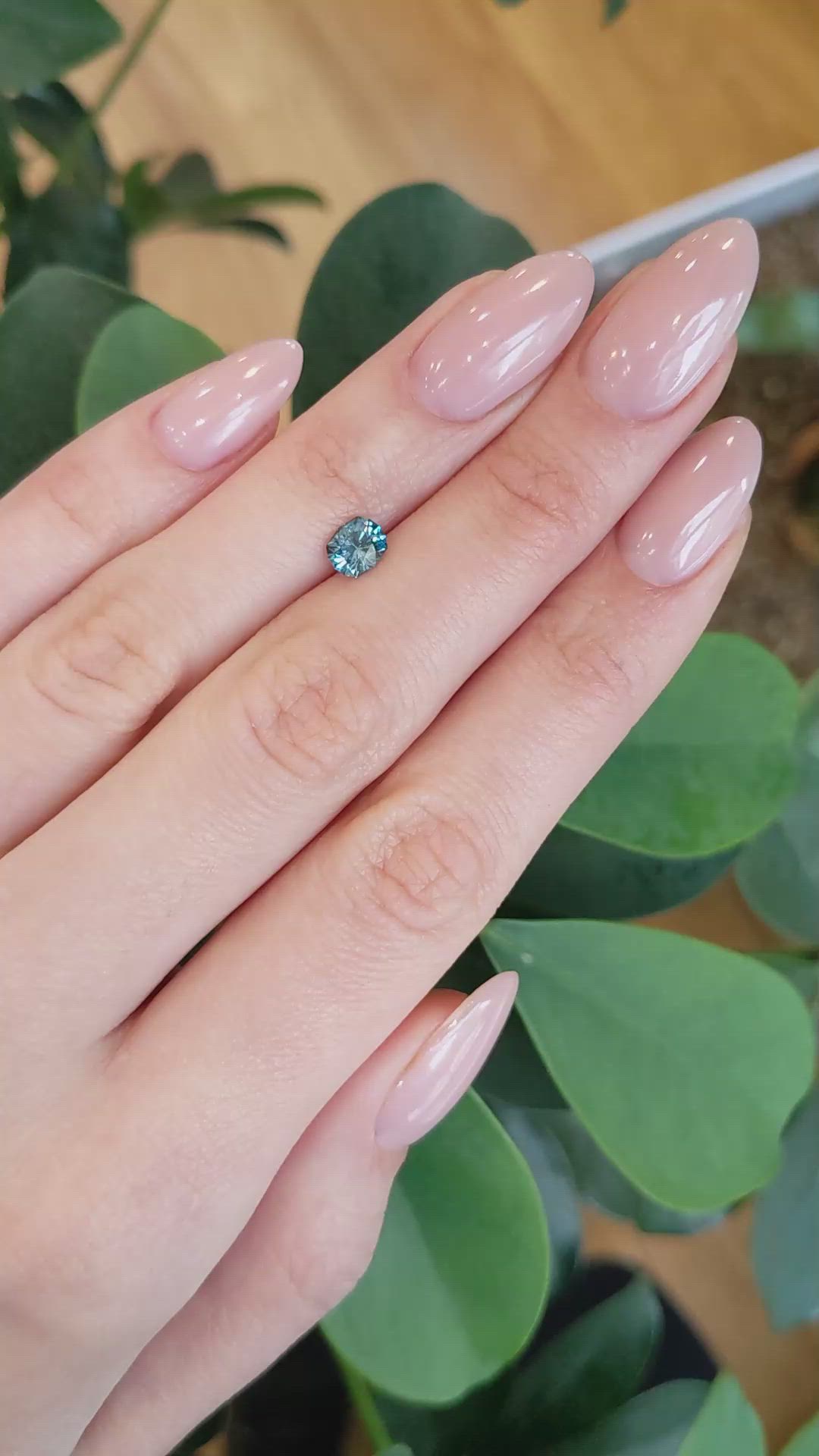 0.84 Ct. Bluish Green Sapphire from Montana Size Video