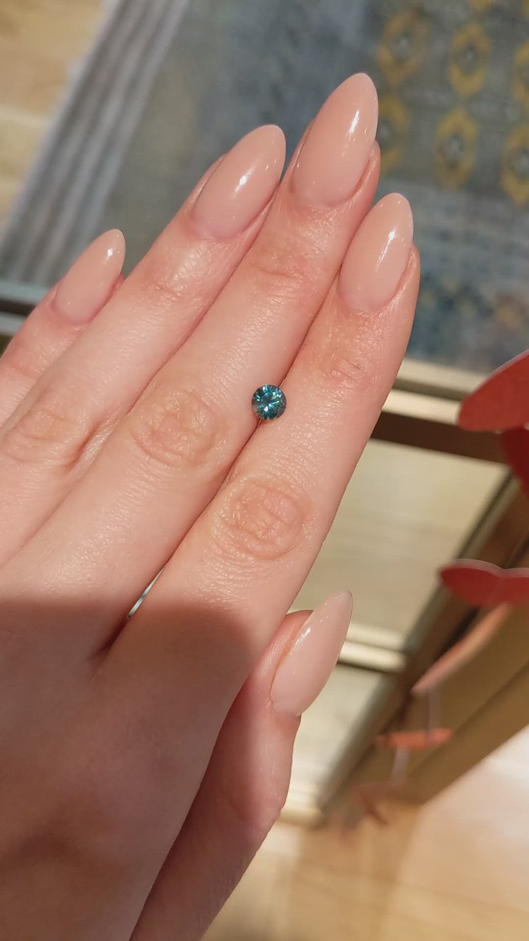 0.80 Ct. Bluish Green Sapphire from Montana Size Video