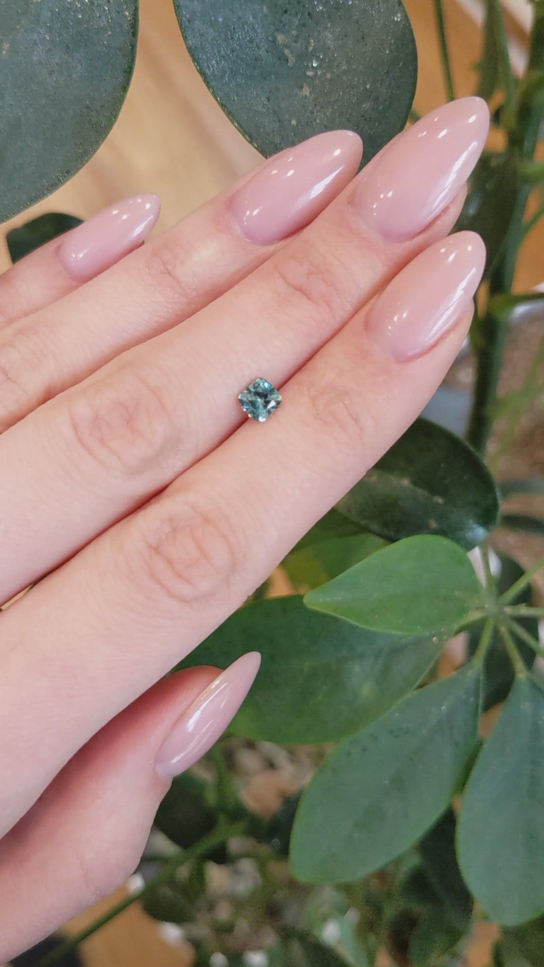 0.69 Ct. Bluish Green Sapphire from Montana Size Video