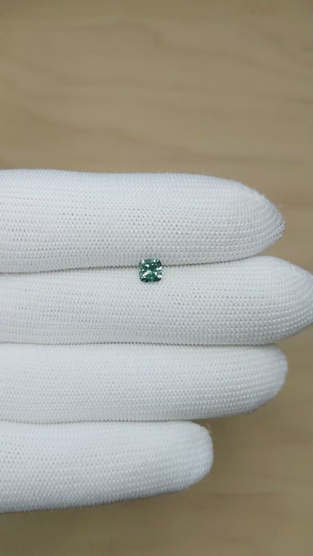 0.69 Ct. Bluish Green Sapphire from Montana Size Video
