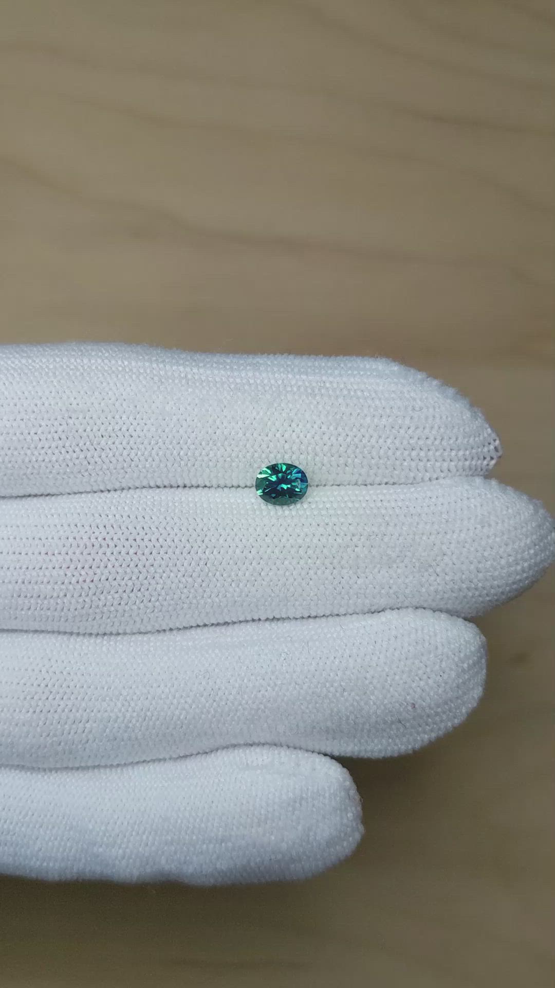 0.96 Ct. Greenish Blue Sapphire from Montana Size Video