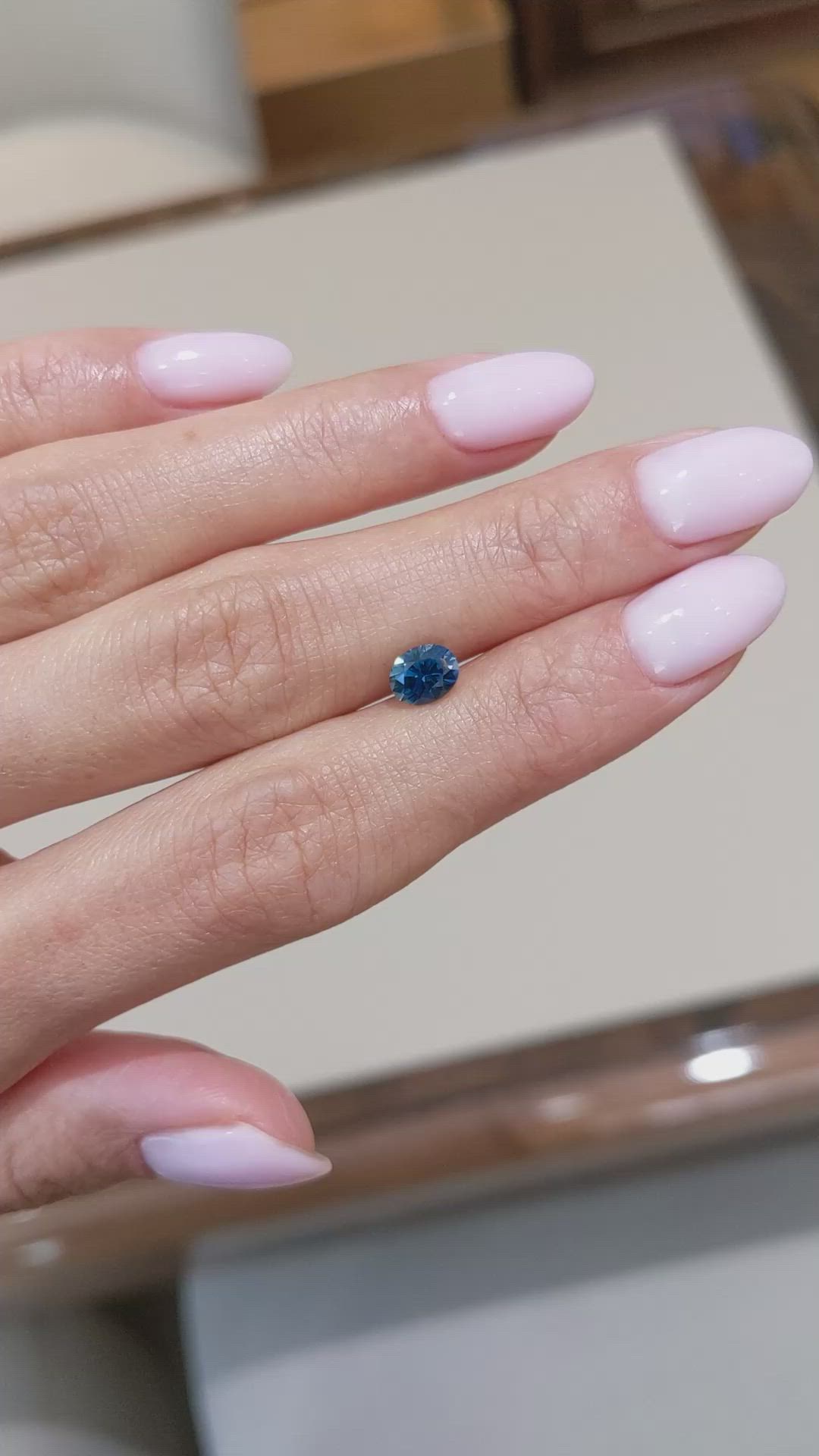 0.96 Ct. Greenish Blue Sapphire from Montana Size Video