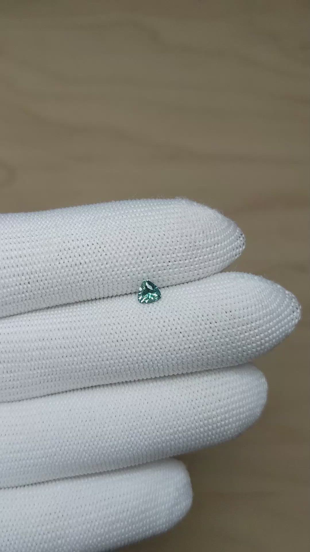 0.39 Ct. Bluish Green Sapphire from Montana Size Video