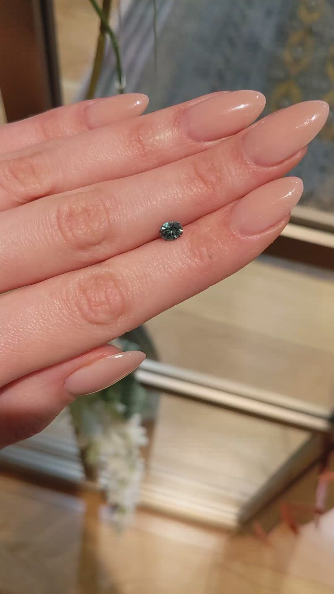 0.79 Ct. Bluish Green Sapphire from Montana Size Video