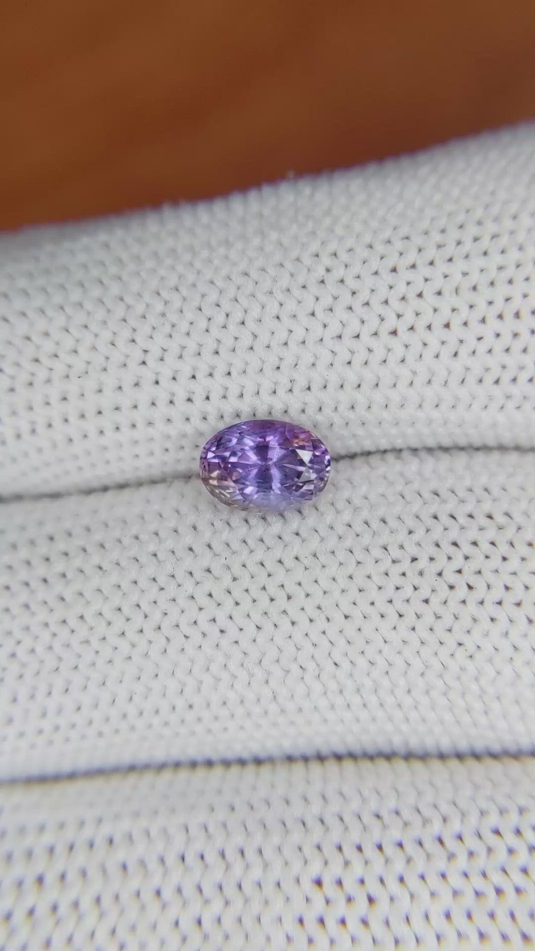 1.37 Ct. Pinkish Purple Sapphire from Ceylon (Sri Lanka) Size Video