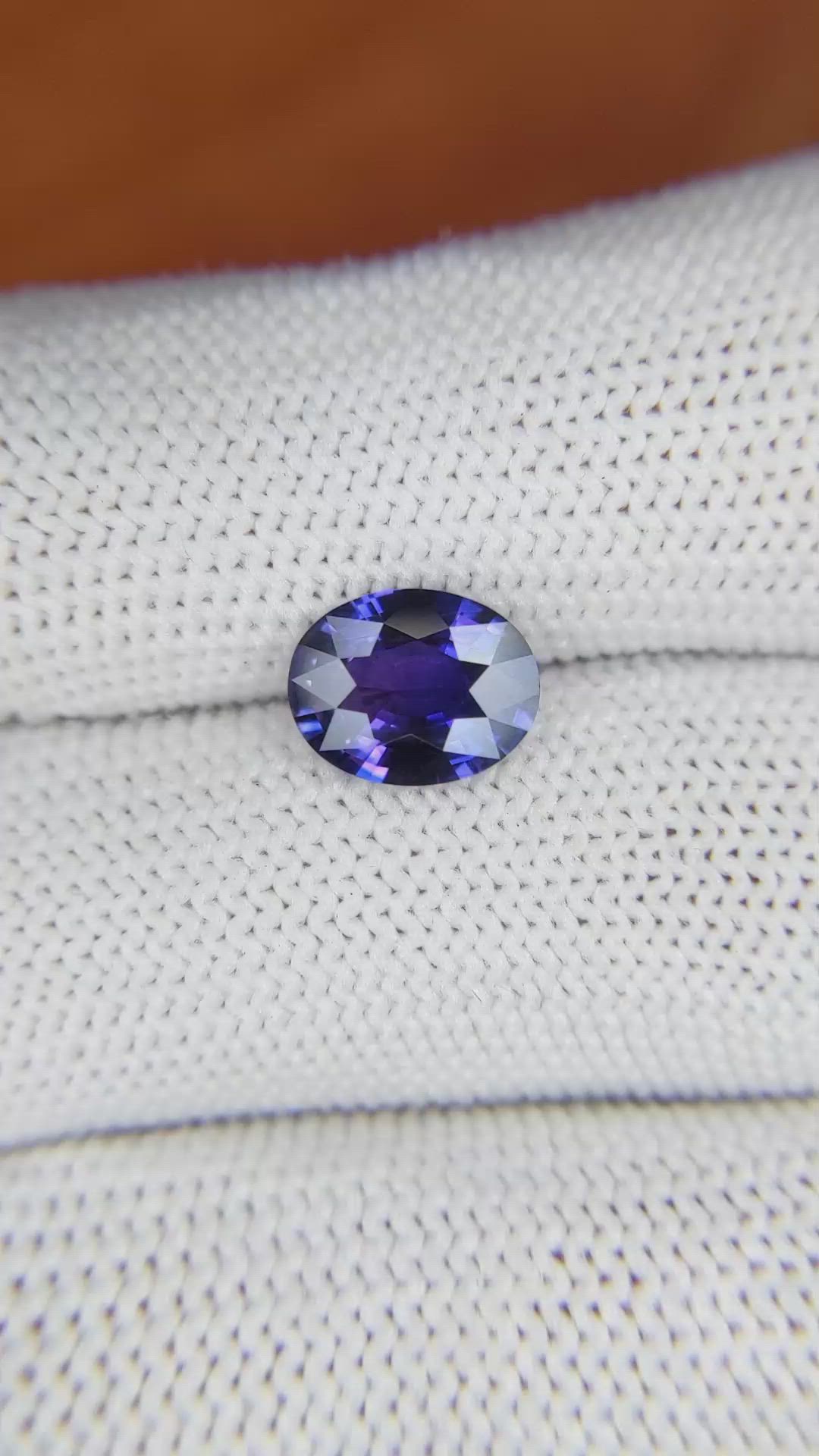 1.84 Ct. Purplish Blue Sapphire from Ceylon (Sri Lanka) Size Video