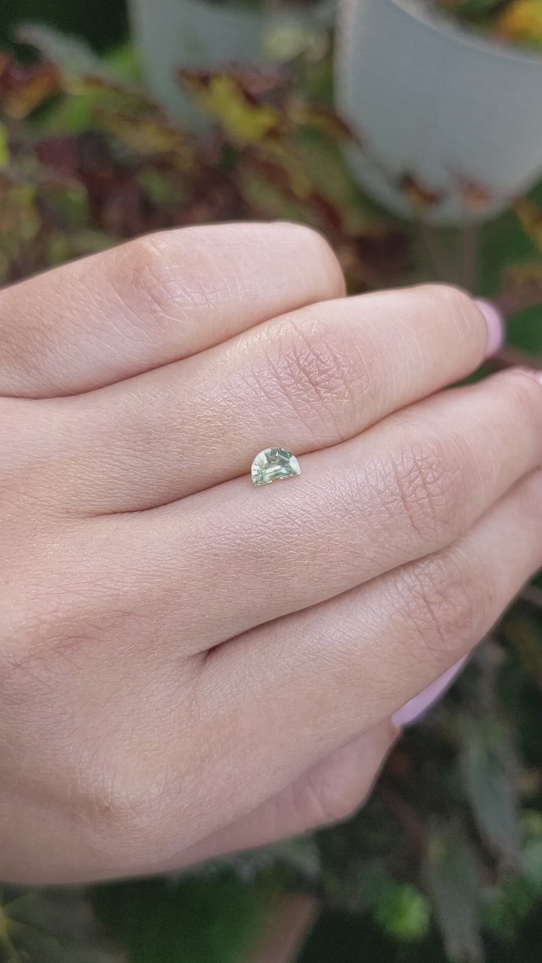 0.49 Ct. Yellowish Green Sapphire from Madagascar Size Video