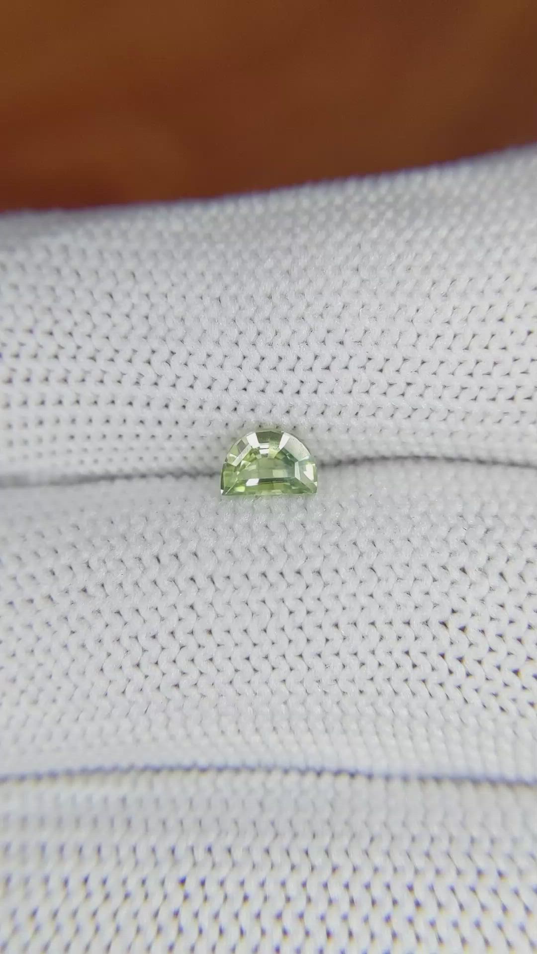 0.49 Ct. Yellowish Green Sapphire from Madagascar Size Video