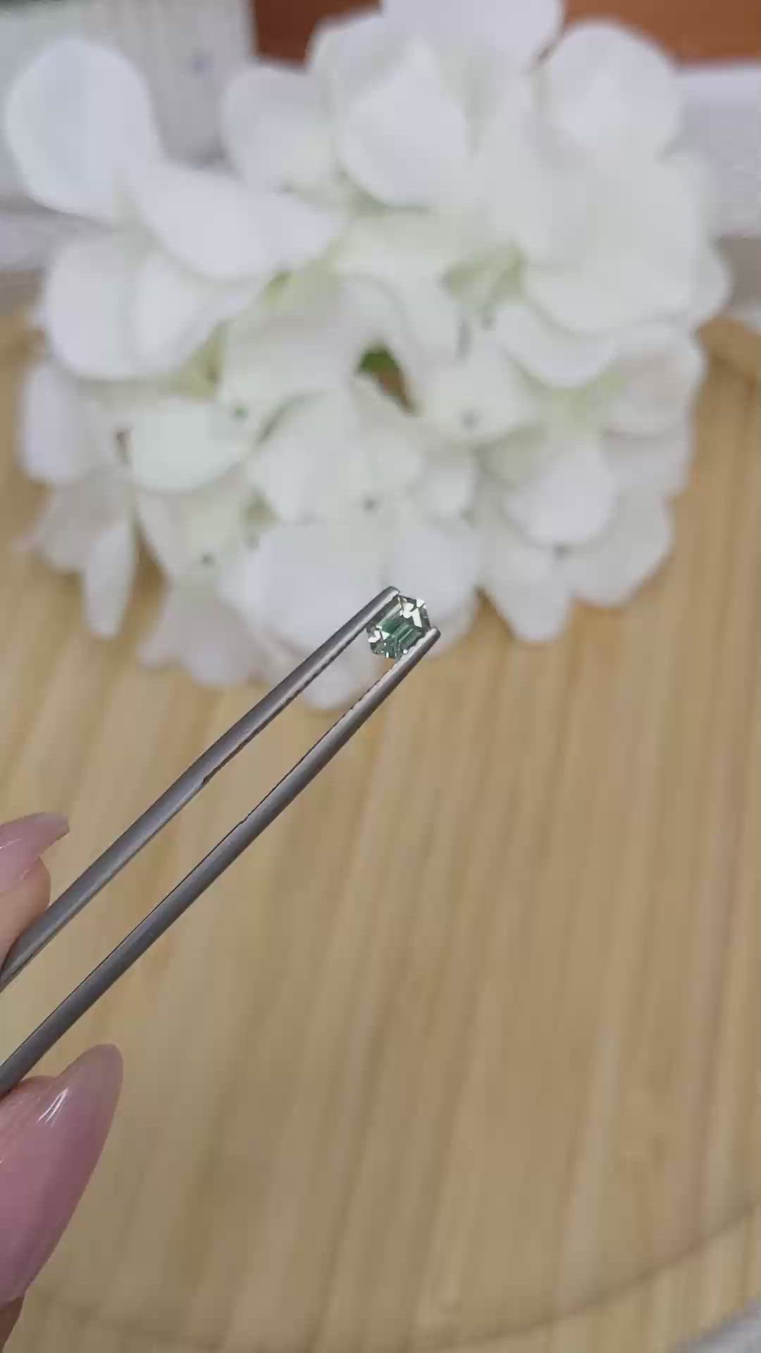 0.43 Ct. Bluish Green Sapphire from Madagascar Size Video