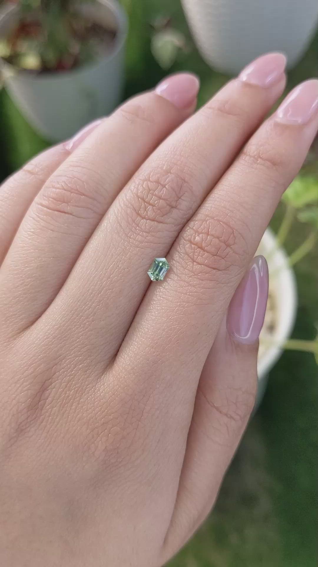 0.43 Ct. Bluish Green Sapphire from Madagascar Size Video