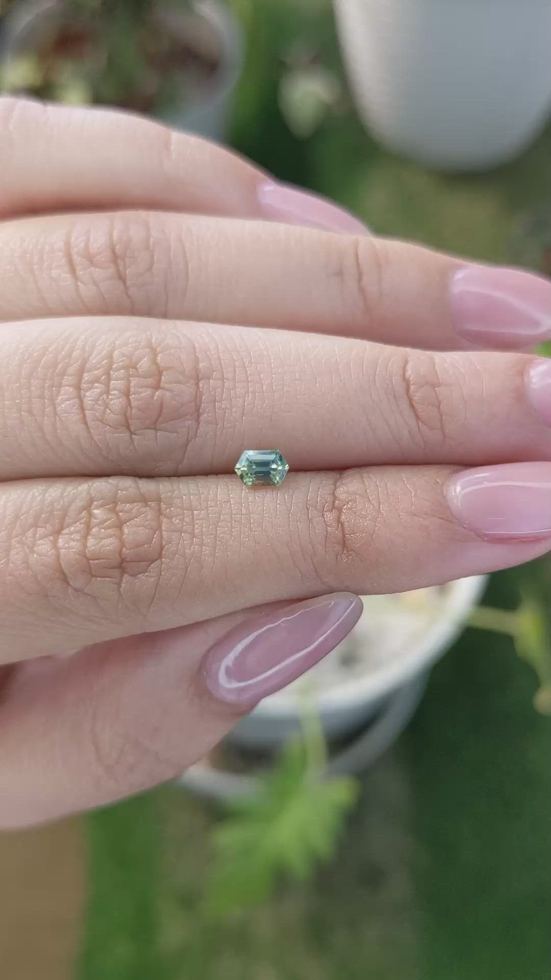 0.43 Ct. Bluish Green Sapphire from Madagascar Size Video