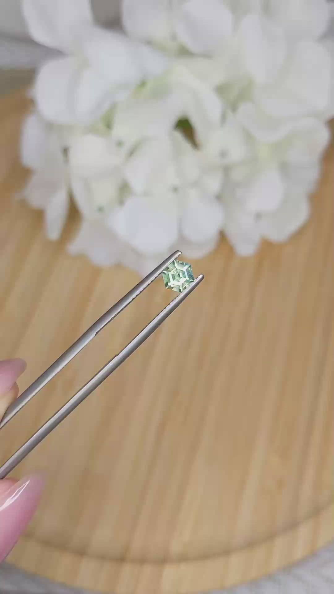 0.71 Ct. Yellowish Green Sapphire from Madagascar Size Video