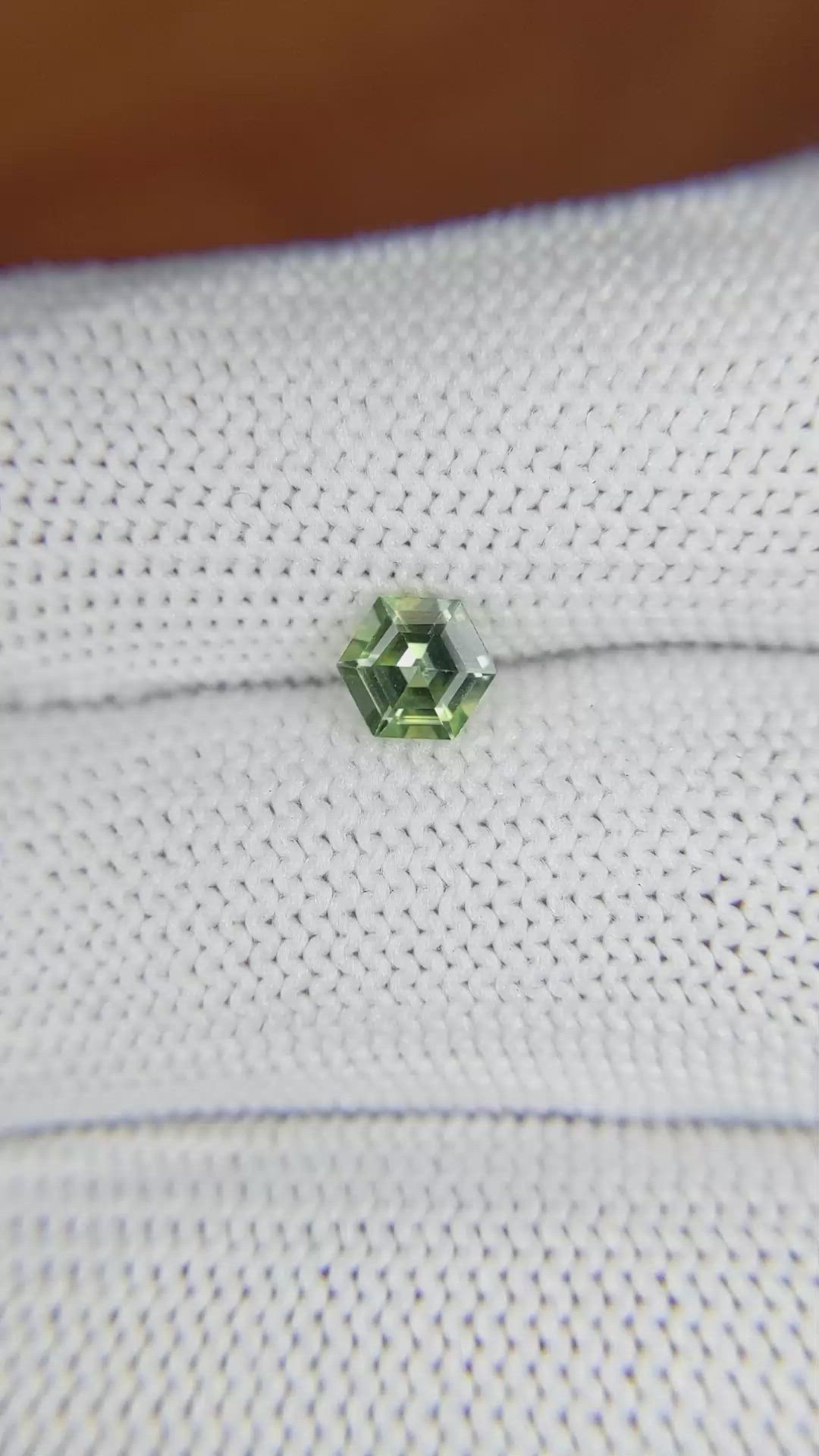 0.71 Ct. Yellowish Green Sapphire from Madagascar Size Video