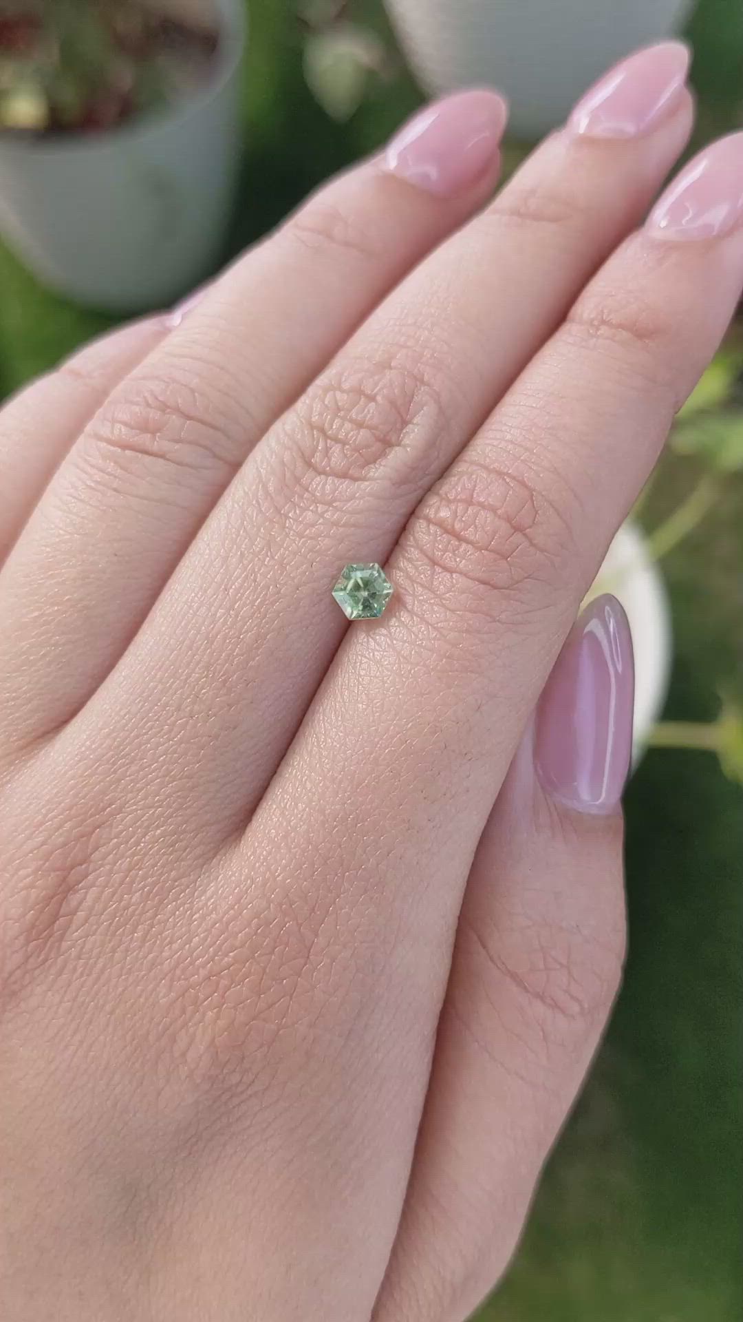 0.57 Ct. Yellowish Green Sapphire from Madagascar Size Video