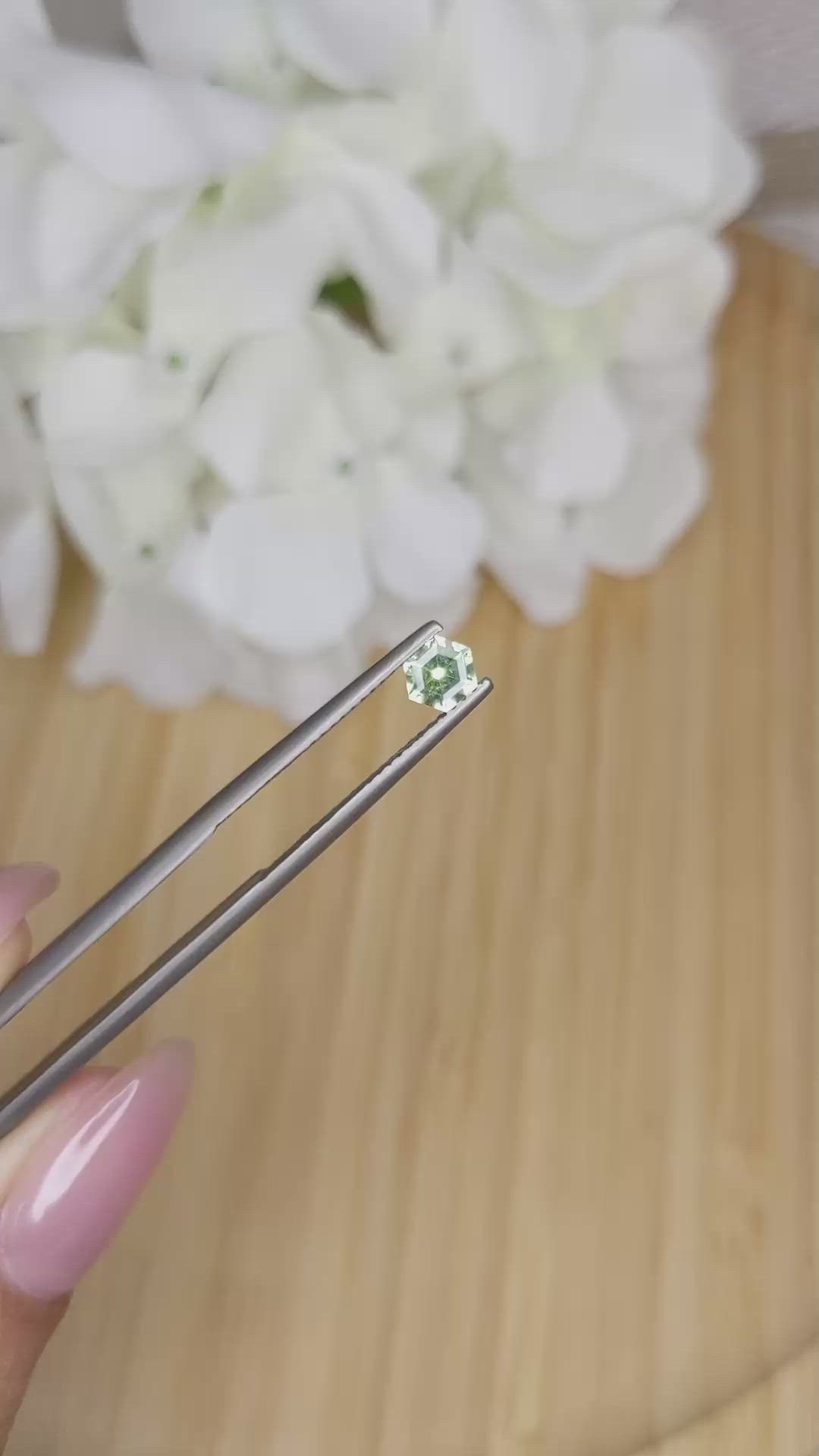 0.57 Ct. Yellowish Green Sapphire from Madagascar Size Video