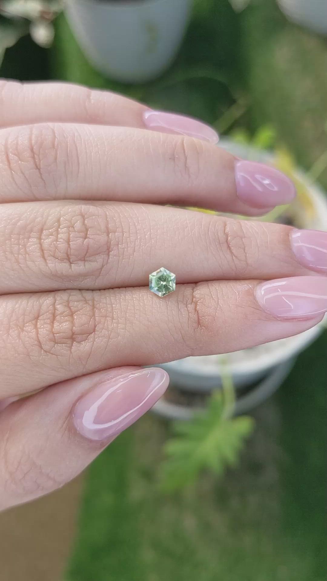 0.57 Ct. Yellowish Green Sapphire from Madagascar Size Video