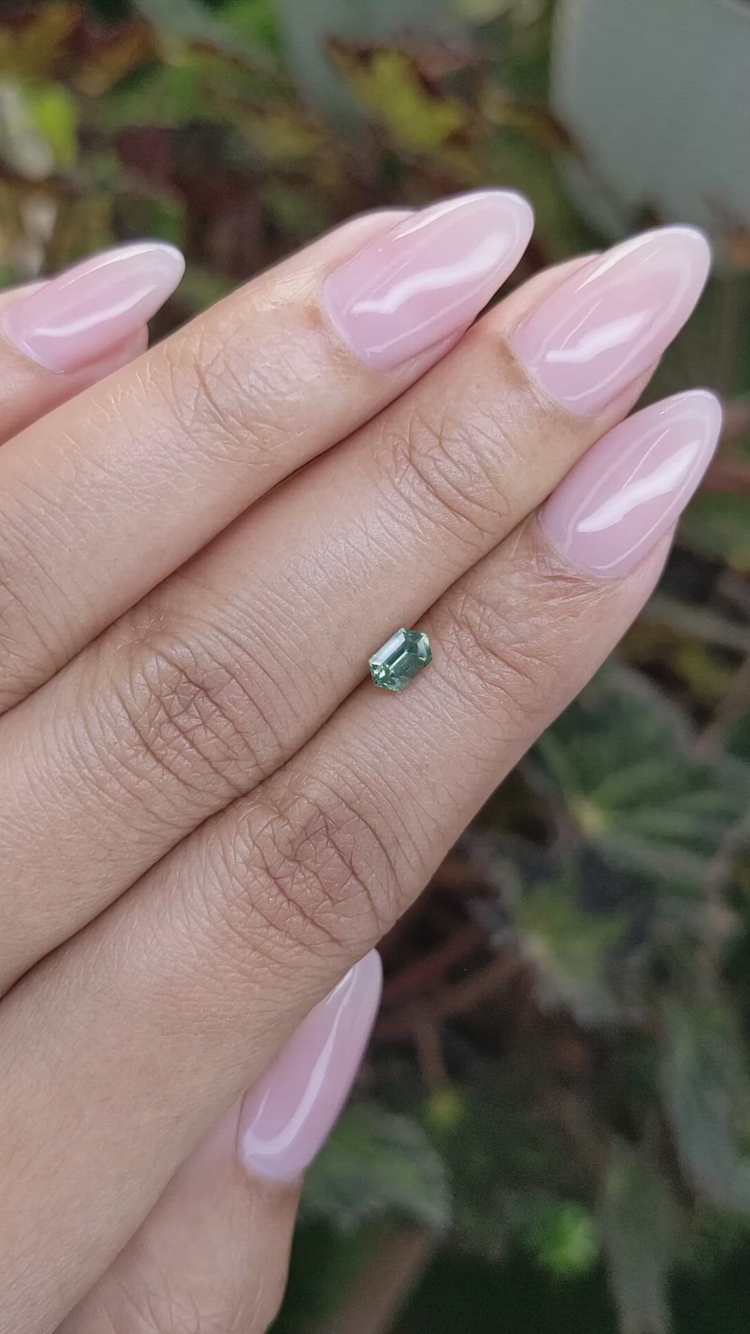 0.49 Ct. Bluish Green Sapphire from Madagascar Size Video