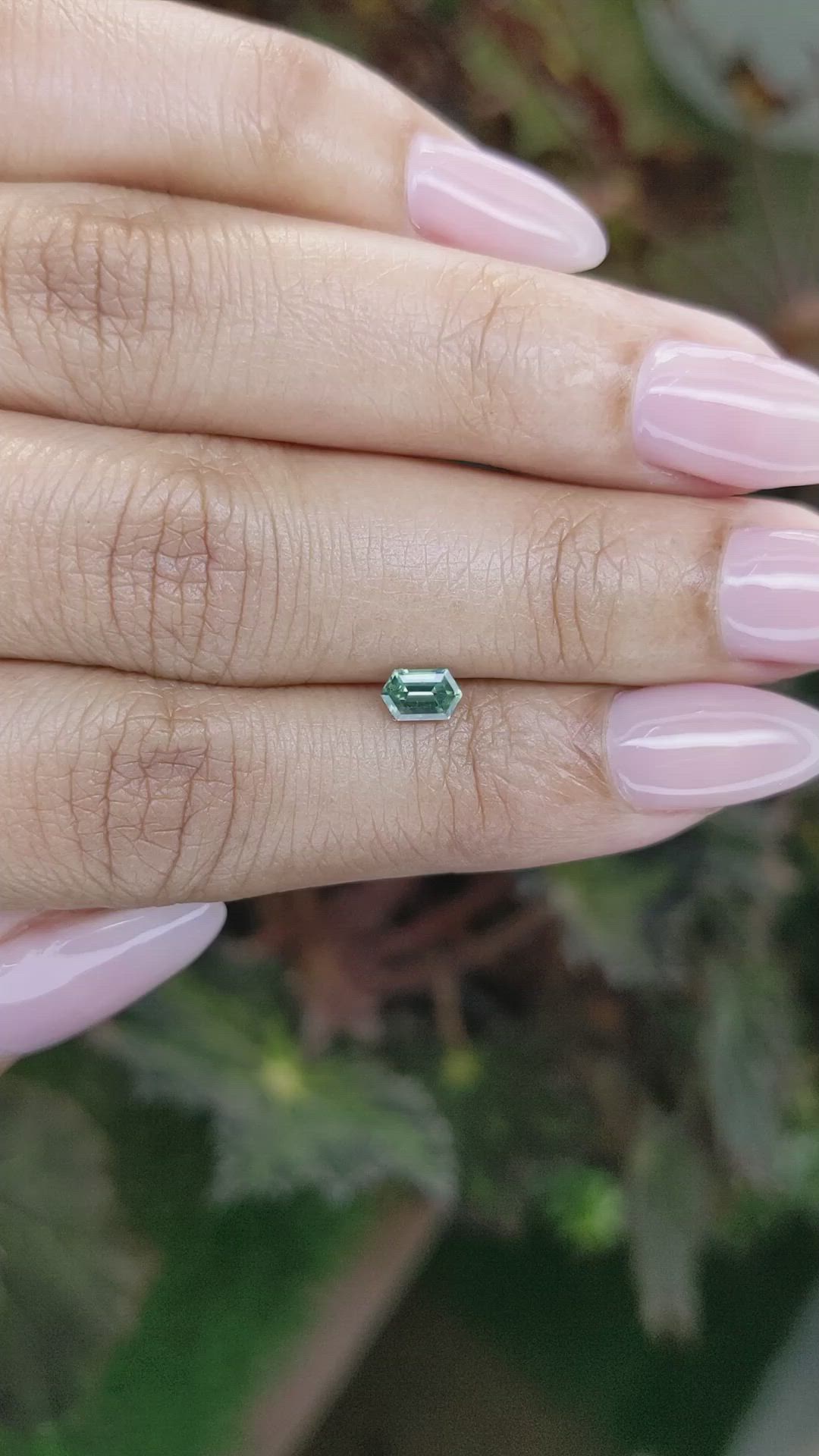 0.49 Ct. Bluish Green Sapphire from Madagascar Size Video