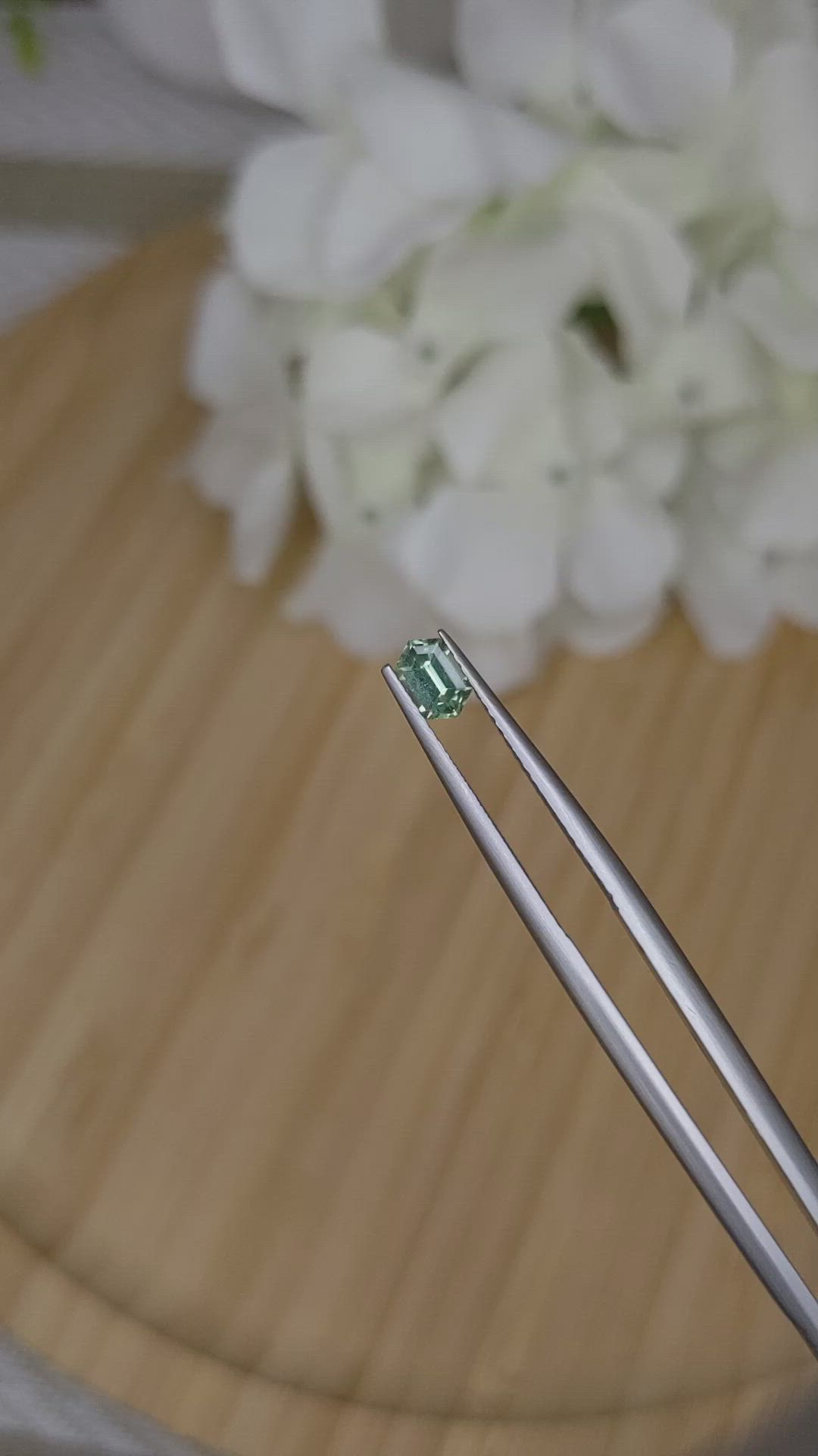 0.49 Ct. Bluish Green Sapphire from Madagascar Size Video