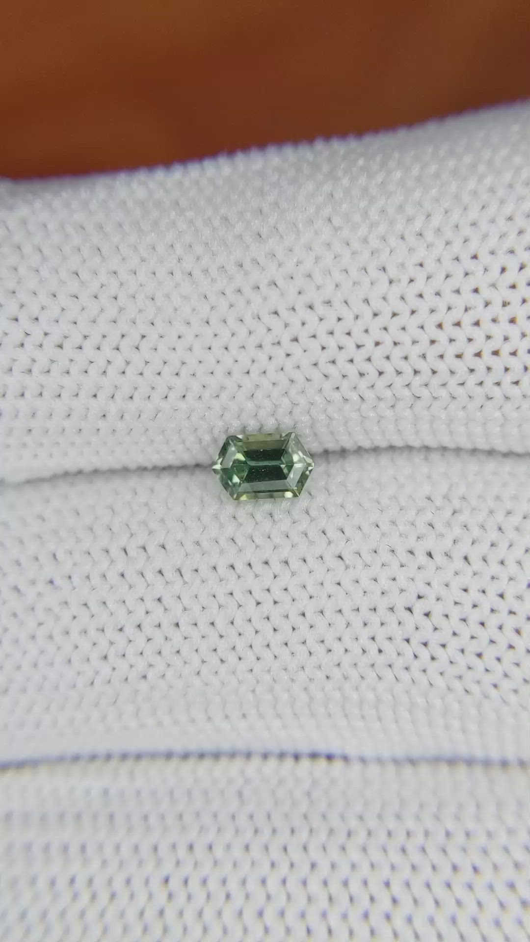0.49 Ct. Bluish Green Sapphire from Madagascar Size Video