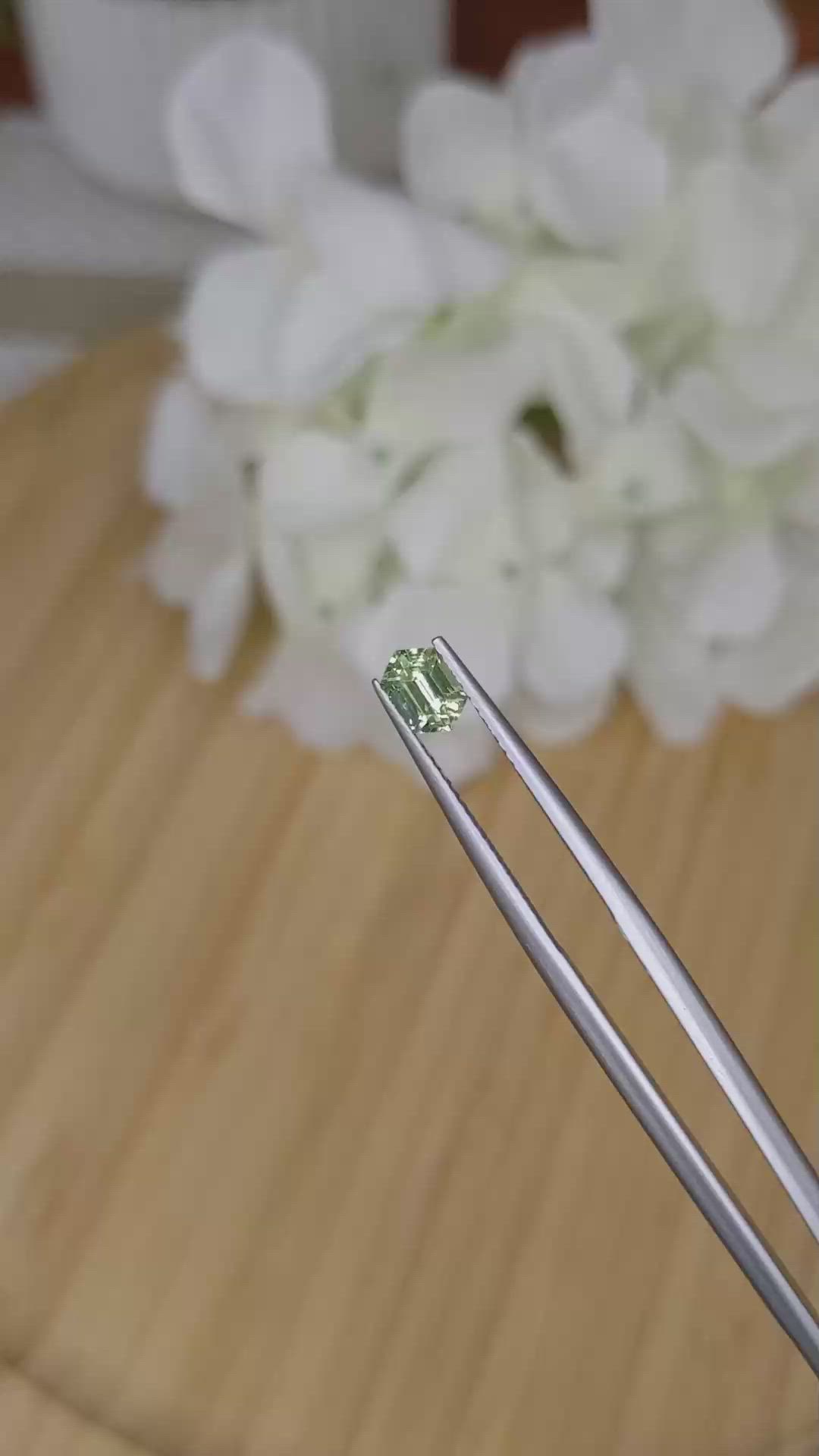 0.62 Ct. Yellowish Green Sapphire from Madagascar Size Video