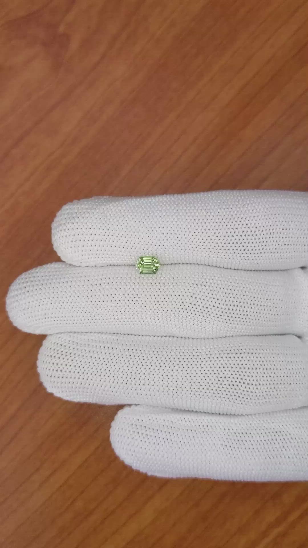 0.62 Ct. Yellowish Green Sapphire from Madagascar Size Video