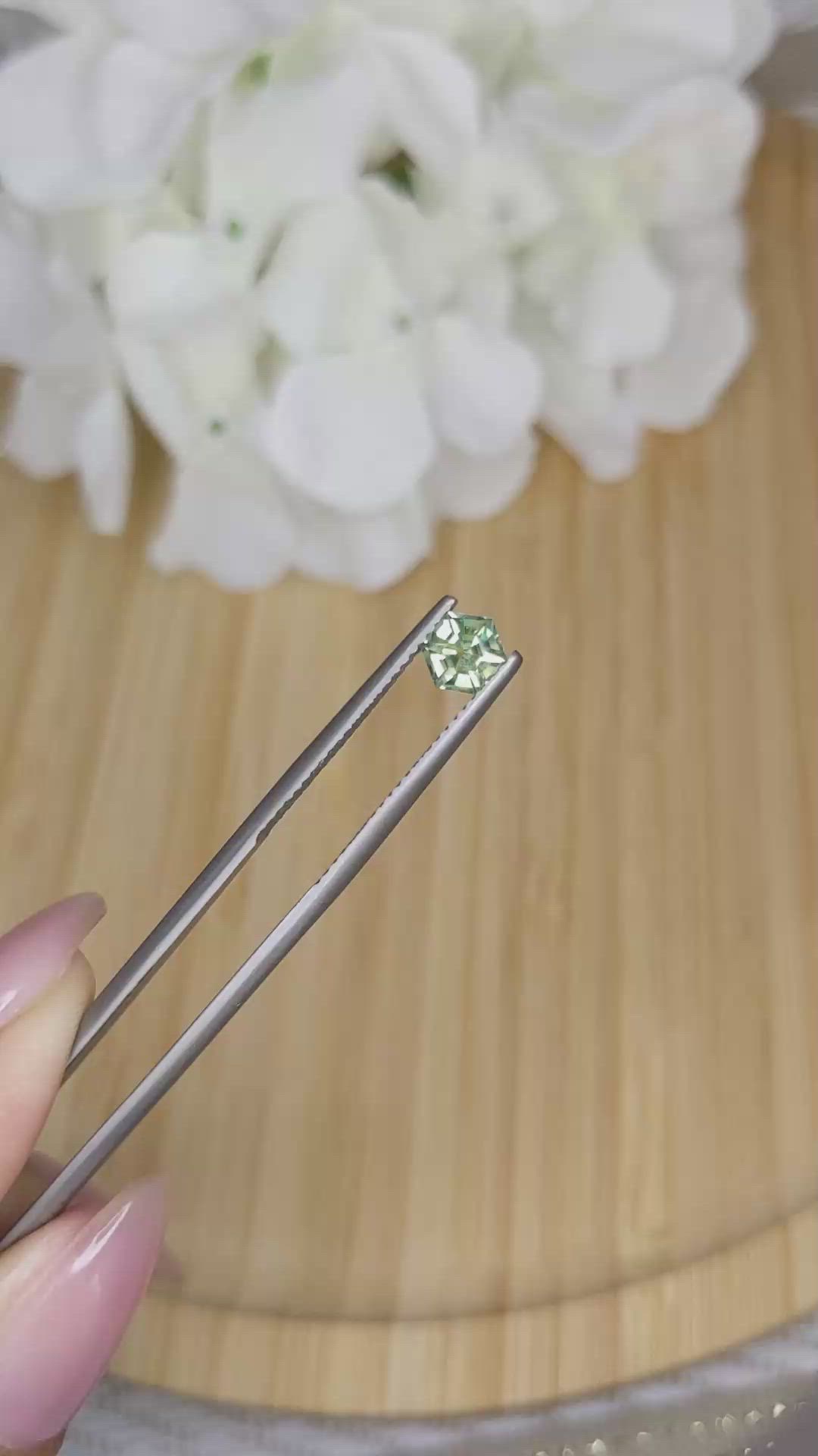0.75 Ct. Yellowish Green Sapphire from Madagascar Size Video