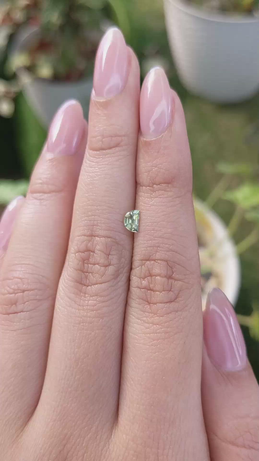 0.36 Ct. Yellowish Green Sapphire from Madagascar Size Video