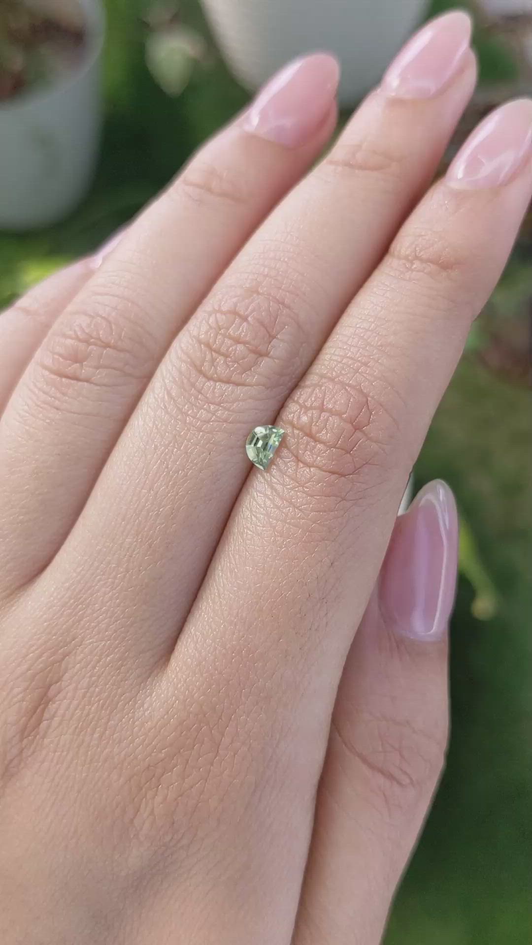 0.36 Ct. Yellowish Green Sapphire from Madagascar Size Video