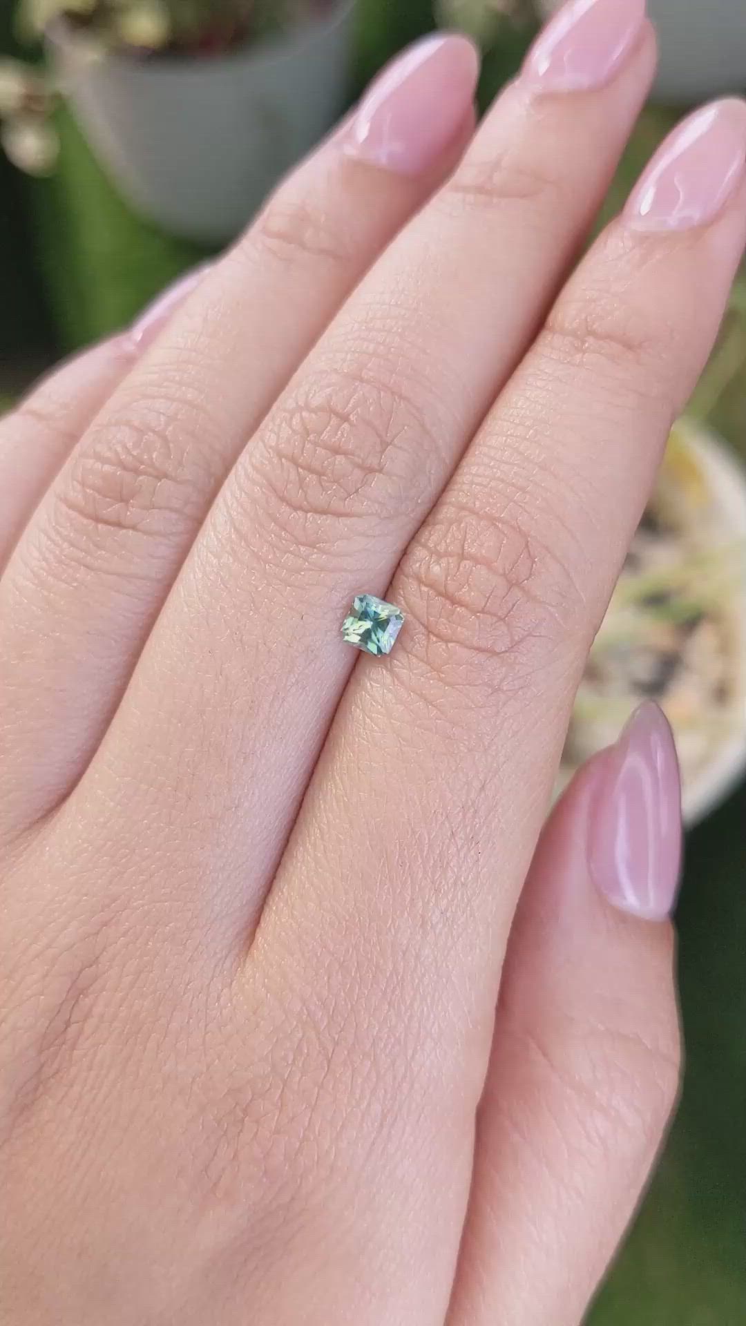 0.43 Ct. Yellowish Green Sapphire from Madagascar Size Video