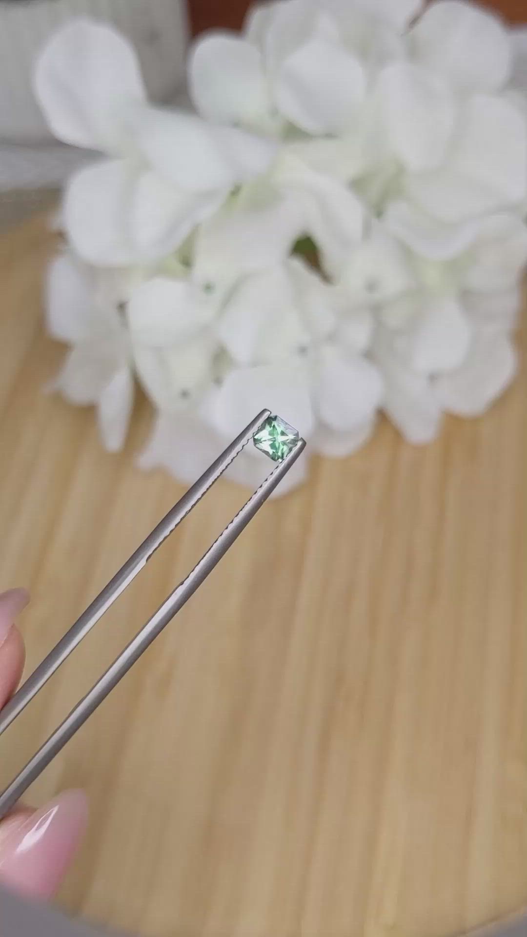0.43 Ct. Yellowish Green Sapphire from Madagascar Size Video