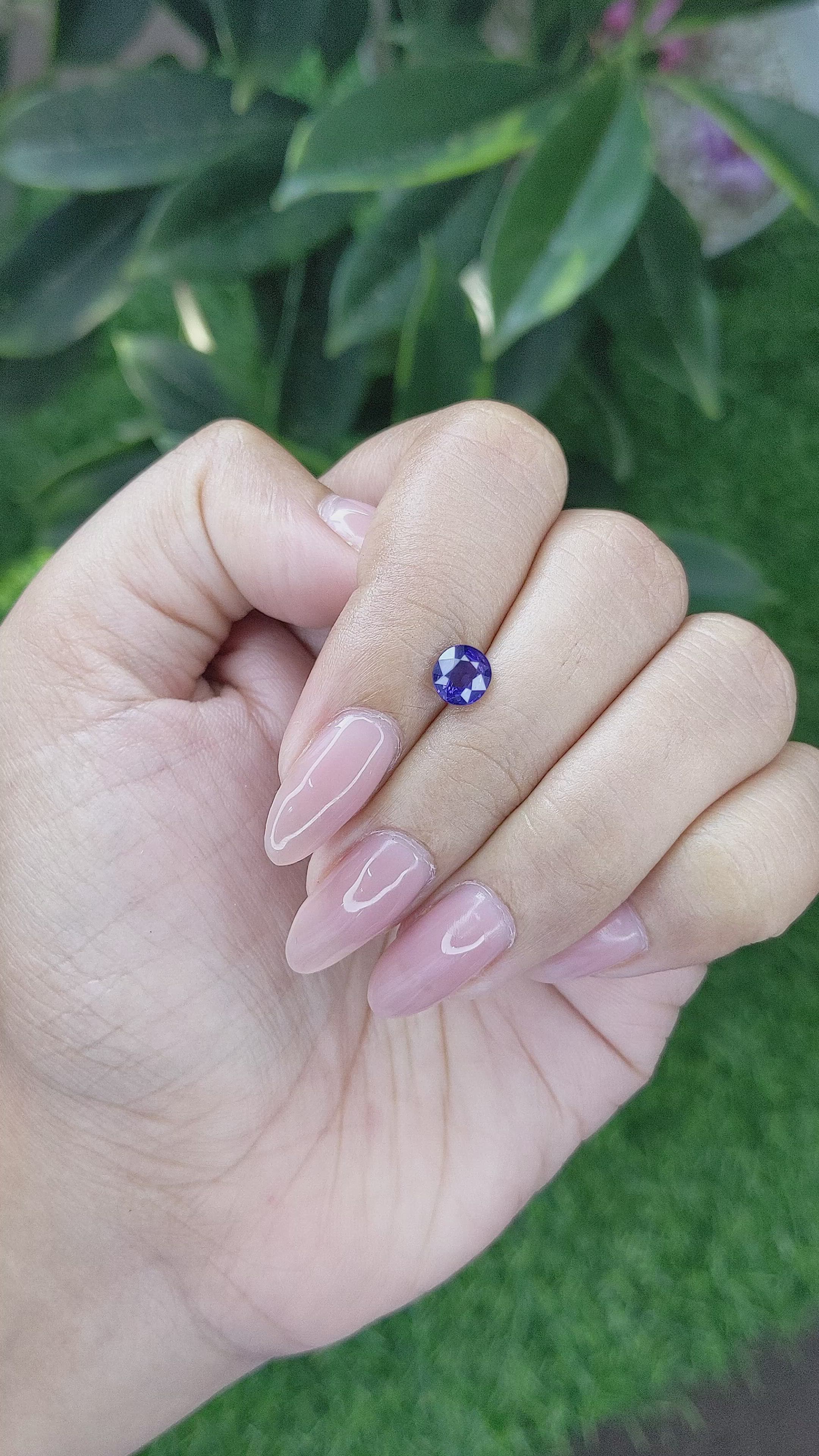 1.02 Ct. Purplish Blue Sapphire from Madagascar Size Video