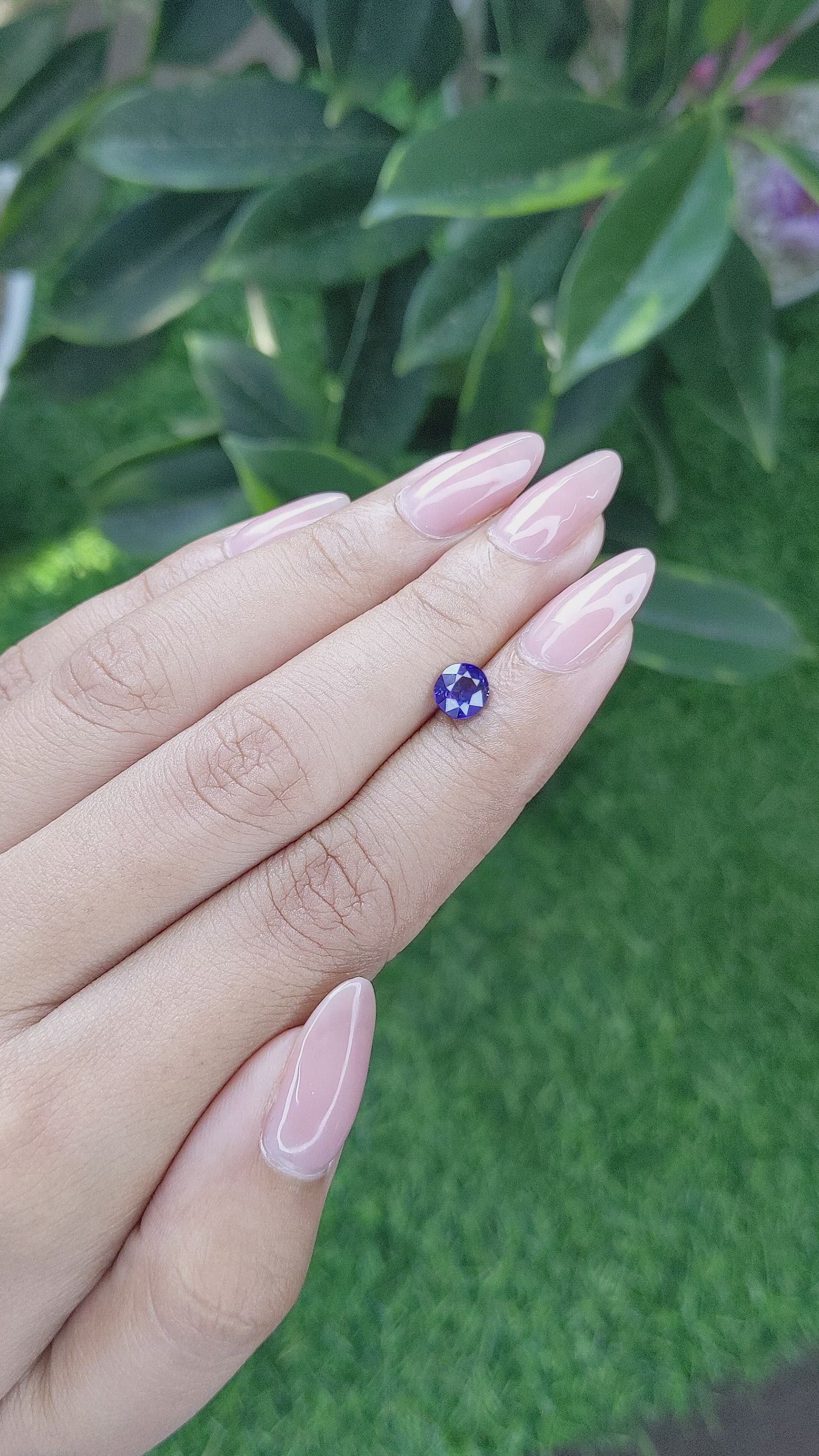 1.02 Ct. Purplish Blue Sapphire from Madagascar Size Video