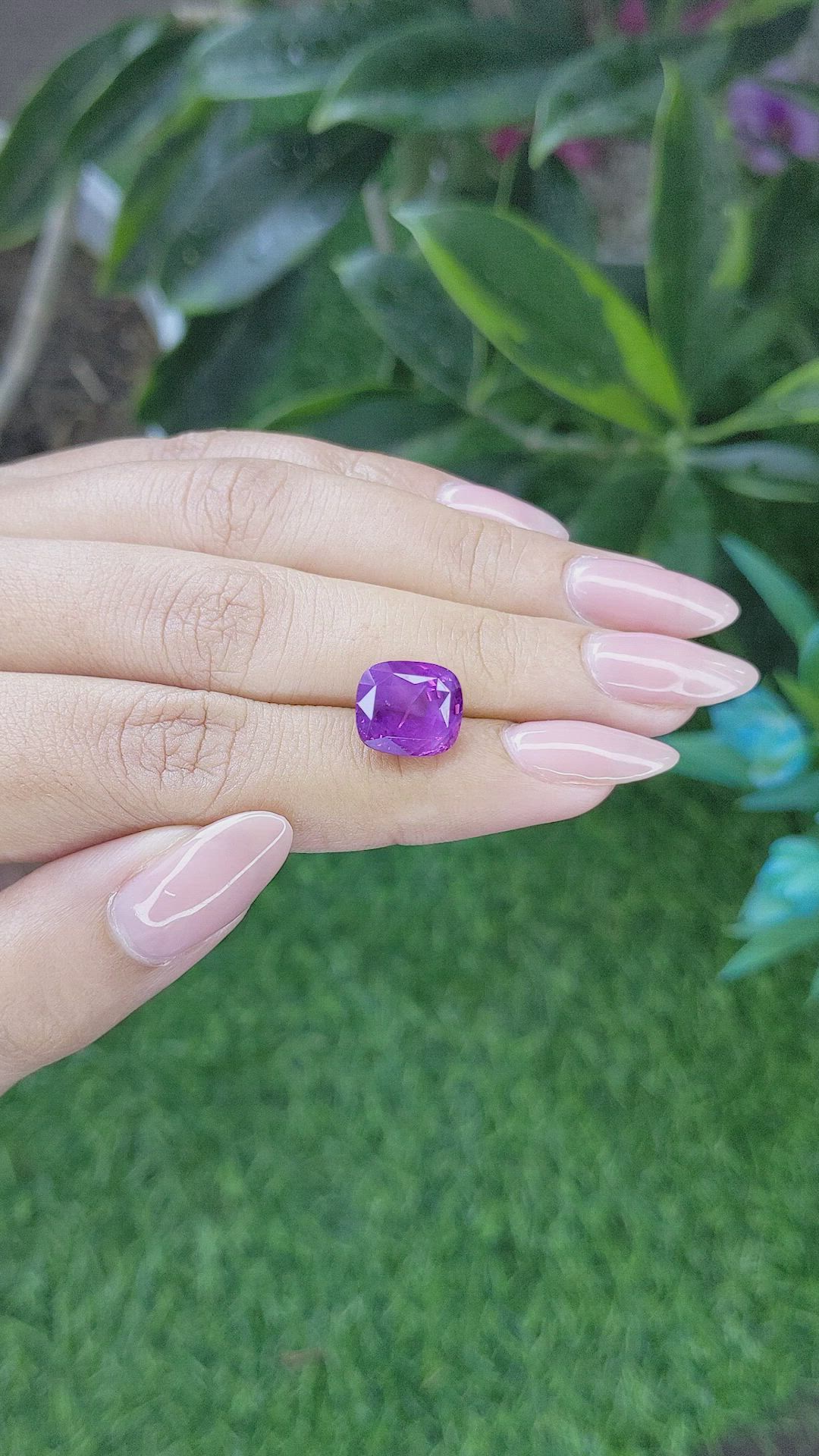 7.66 Ct. Pinkish Purple Sapphire from Ceylon (Sri Lanka) Size Video