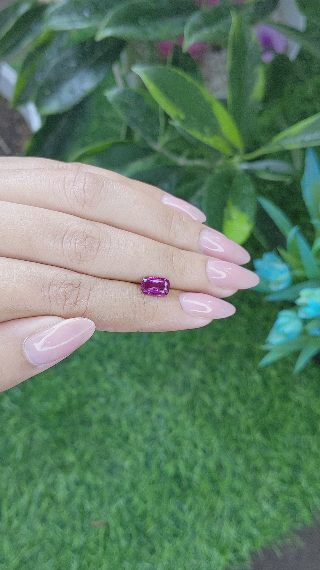 1.57 Ct. Purplish Pink Sapphire from Ceylon (Sri Lanka) Size Video