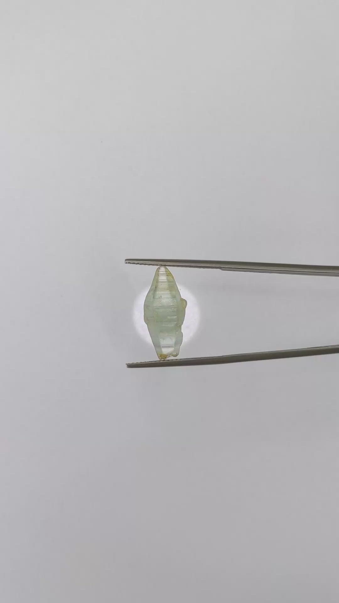 9.58 Ct. Greenish Blue Sapphire Crystal from Ceylon (Sri Lanka) Size Video